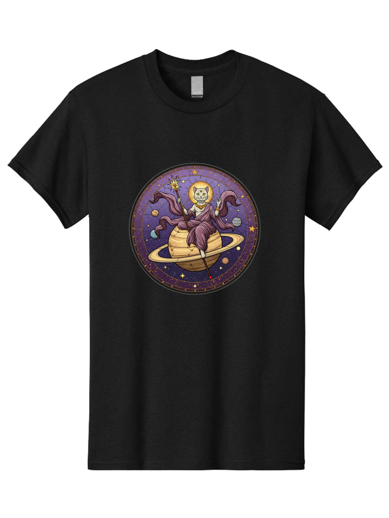 Cat-On-Saturn-2 Men'S Graphic Tee, 100% Cotton, Comfortable Casual Summer Wear, Machine Washable, Vintage Camera, Old Camera, Antique Camera, Black Camera, Classic Photography, Photography Equipment, Nostalgic Device, Film Camera, Camera Art Bal986