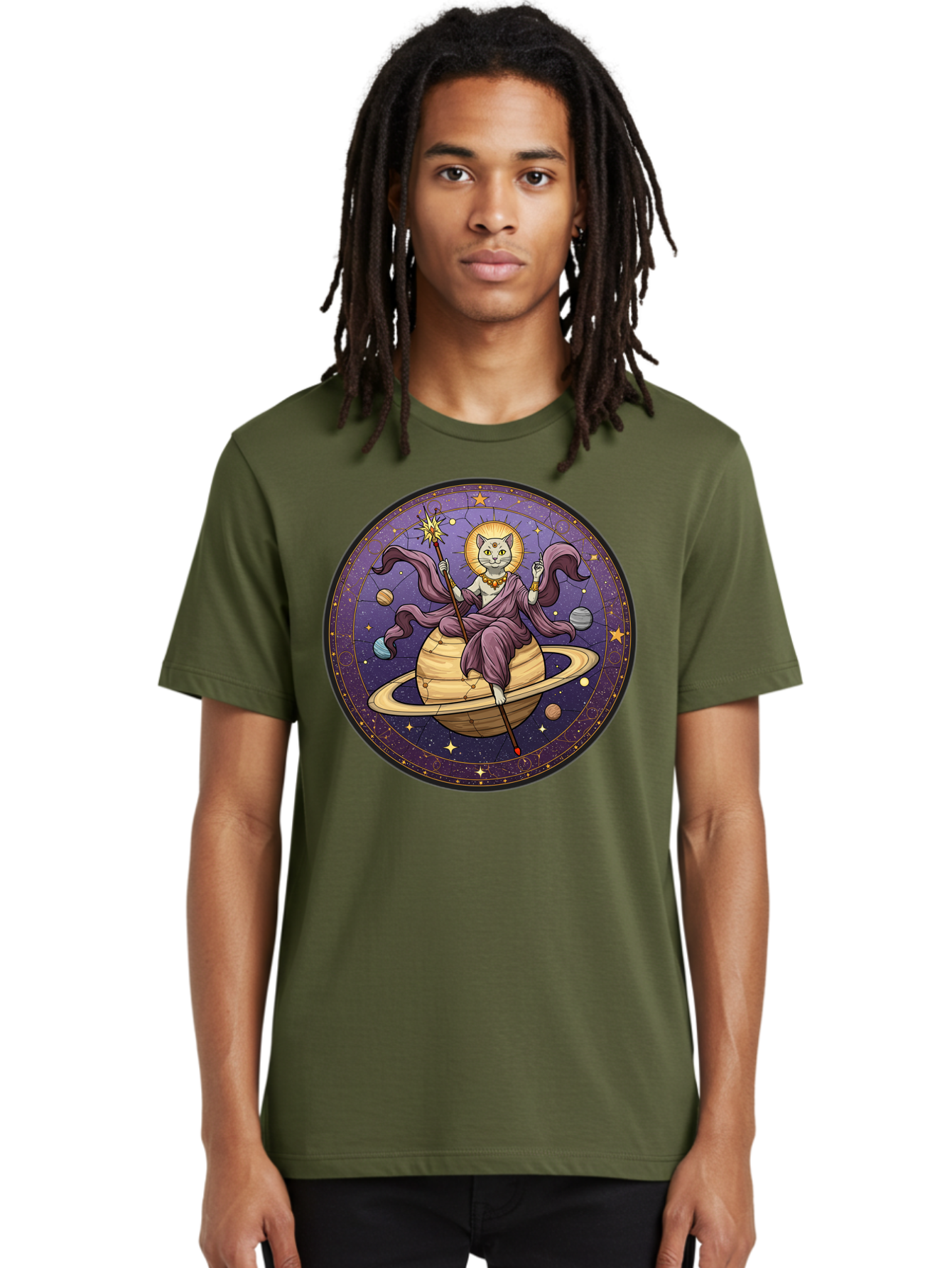 Cat-On-Saturn-2 Men'S Graphic Tee, 100% Cotton, Comfortable Casual Summer Wear, Machine Washable, Vintage Camera, Old Camera, Antique Camera, Black Camera, Classic Photography, Photography Equipment, Nostalgic Device, Film Camera, Camera Art Bal986