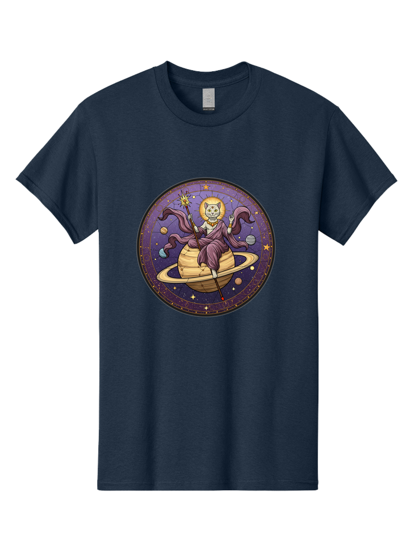 Cat-On-Saturn-2 Men'S Graphic Tee, 100% Cotton, Comfortable Casual Summer Wear, Machine Washable, Vintage Camera, Old Camera, Antique Camera, Black Camera, Classic Photography, Photography Equipment, Nostalgic Device, Film Camera, Camera Art Bal986