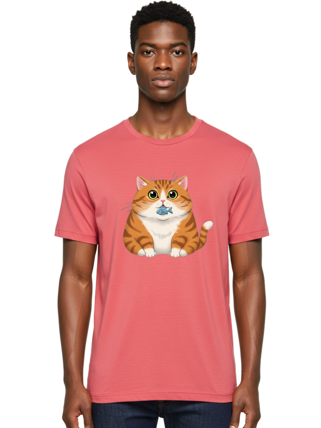 Cat-With-Fish-1 Men'S Graphic Tee, 100% Cotton, Comfortable Casual Summer Wear, Machine Washable, Vintage Camera, Old Camera, Antique Camera, Black Camera, Classic Photography, Photography Equipment, Nostalgic Device, Film Camera, Camera Art Bal988