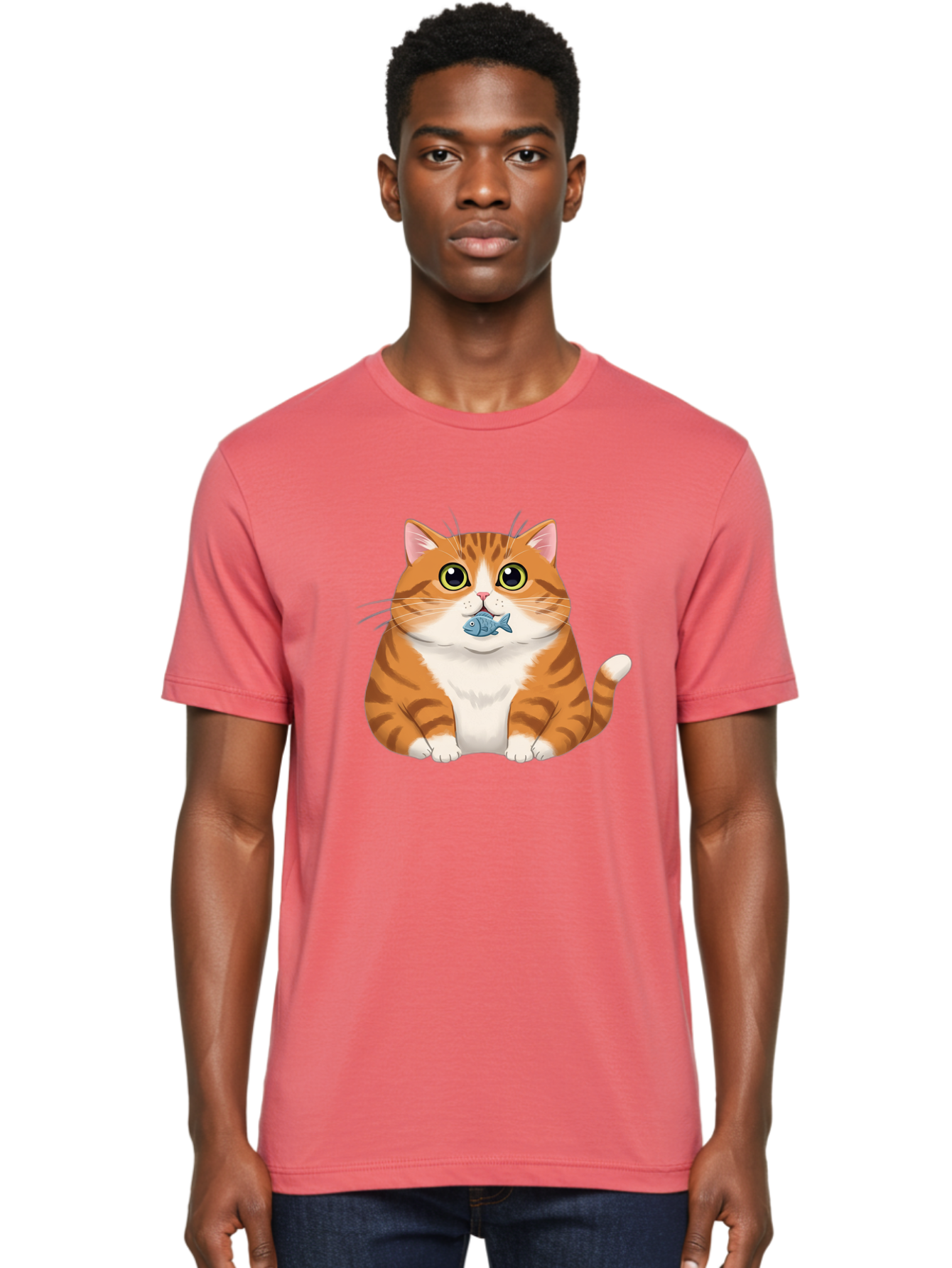 Cat-With-Fish-1 Men'S Graphic Tee, 100% Cotton, Comfortable Casual Summer Wear, Machine Washable, Vintage Camera, Old Camera, Antique Camera, Black Camera, Classic Photography, Photography Equipment, Nostalgic Device, Film Camera, Camera Art Bal988