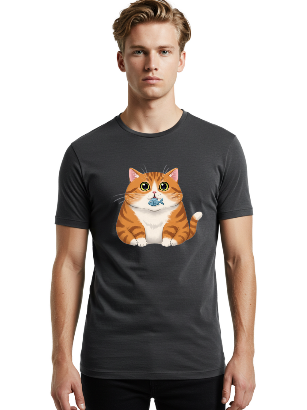 Cat-With-Fish-1 Men'S Graphic Tee, 100% Cotton, Comfortable Casual Summer Wear, Machine Washable, Vintage Camera, Old Camera, Antique Camera, Black Camera, Classic Photography, Photography Equipment, Nostalgic Device, Film Camera, Camera Art Bal988