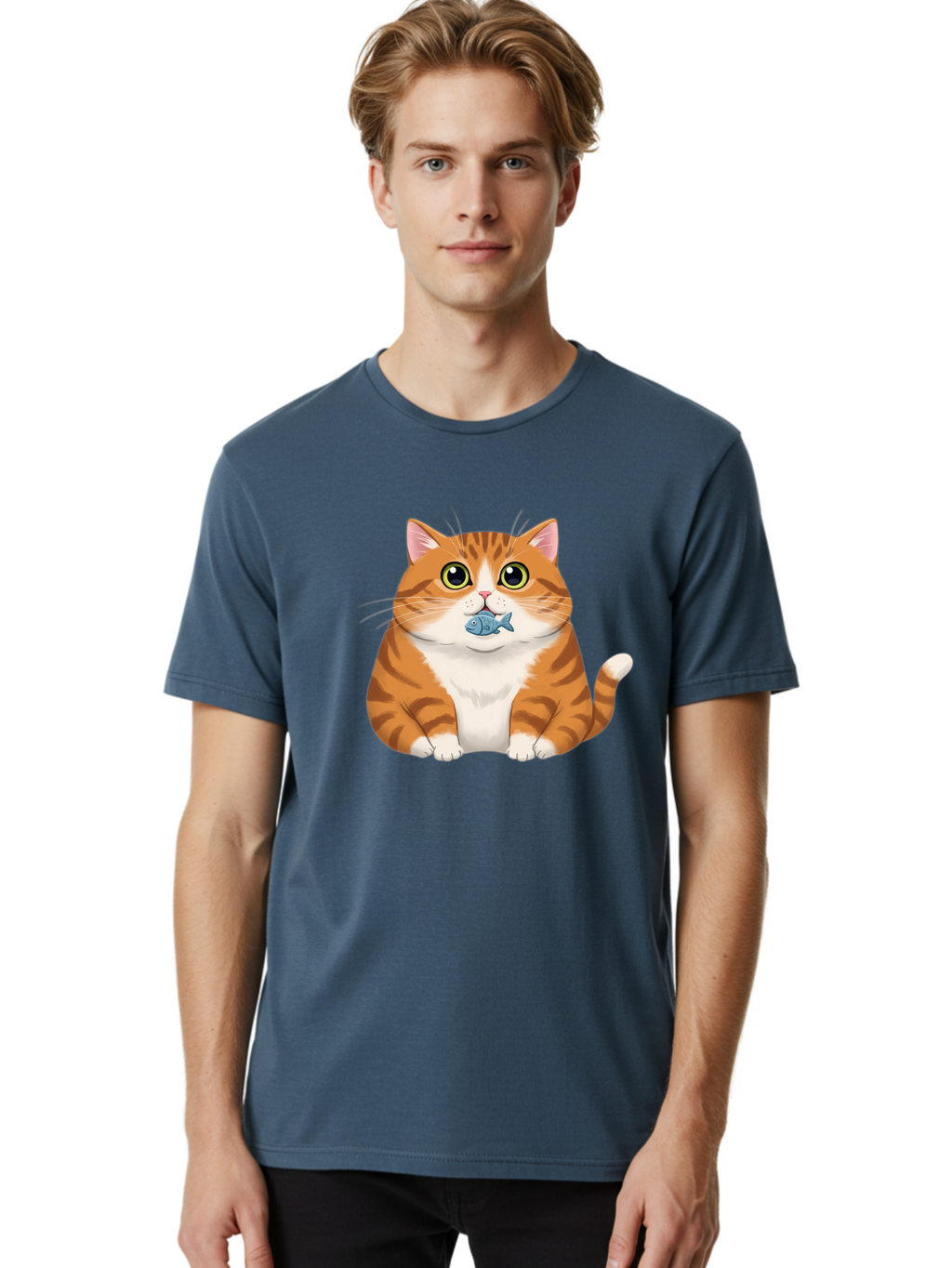 Cat-With-Fish-1 Men'S Graphic Tee, 100% Cotton, Comfortable Casual Summer Wear, Machine Washable, Vintage Camera, Old Camera, Antique Camera, Black Camera, Classic Photography, Photography Equipment, Nostalgic Device, Film Camera, Camera Art Bal988