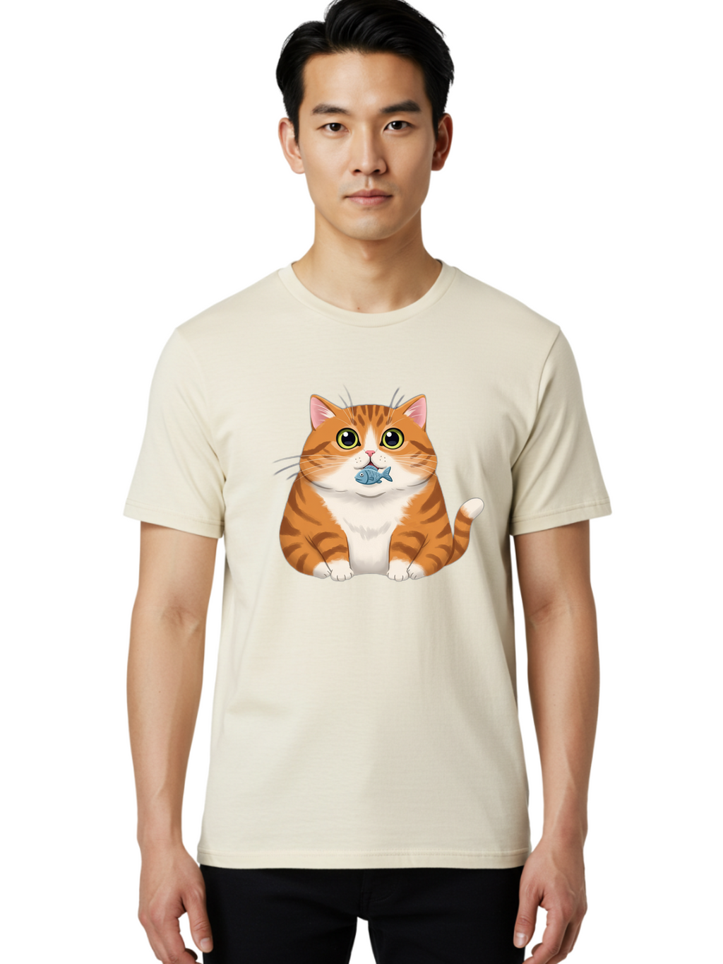Cat-With-Fish-1 Men'S Graphic Tee, 100% Cotton, Comfortable Casual Summer Wear, Machine Washable, Vintage Camera, Old Camera, Antique Camera, Black Camera, Classic Photography, Photography Equipment, Nostalgic Device, Film Camera, Camera Art Bal988