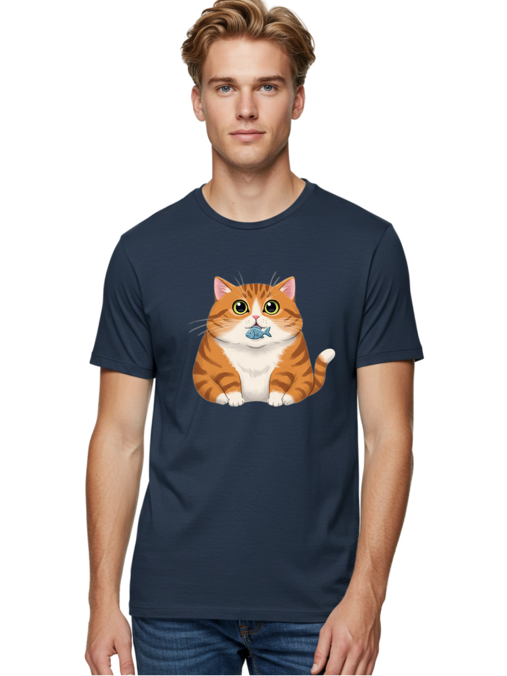 Cat-With-Fish-1 Men'S Graphic Tee, 100% Cotton, Comfortable Casual Summer Wear, Machine Washable, Vintage Camera, Old Camera, Antique Camera, Black Camera, Classic Photography, Photography Equipment, Nostalgic Device, Film Camera, Camera Art Bal988