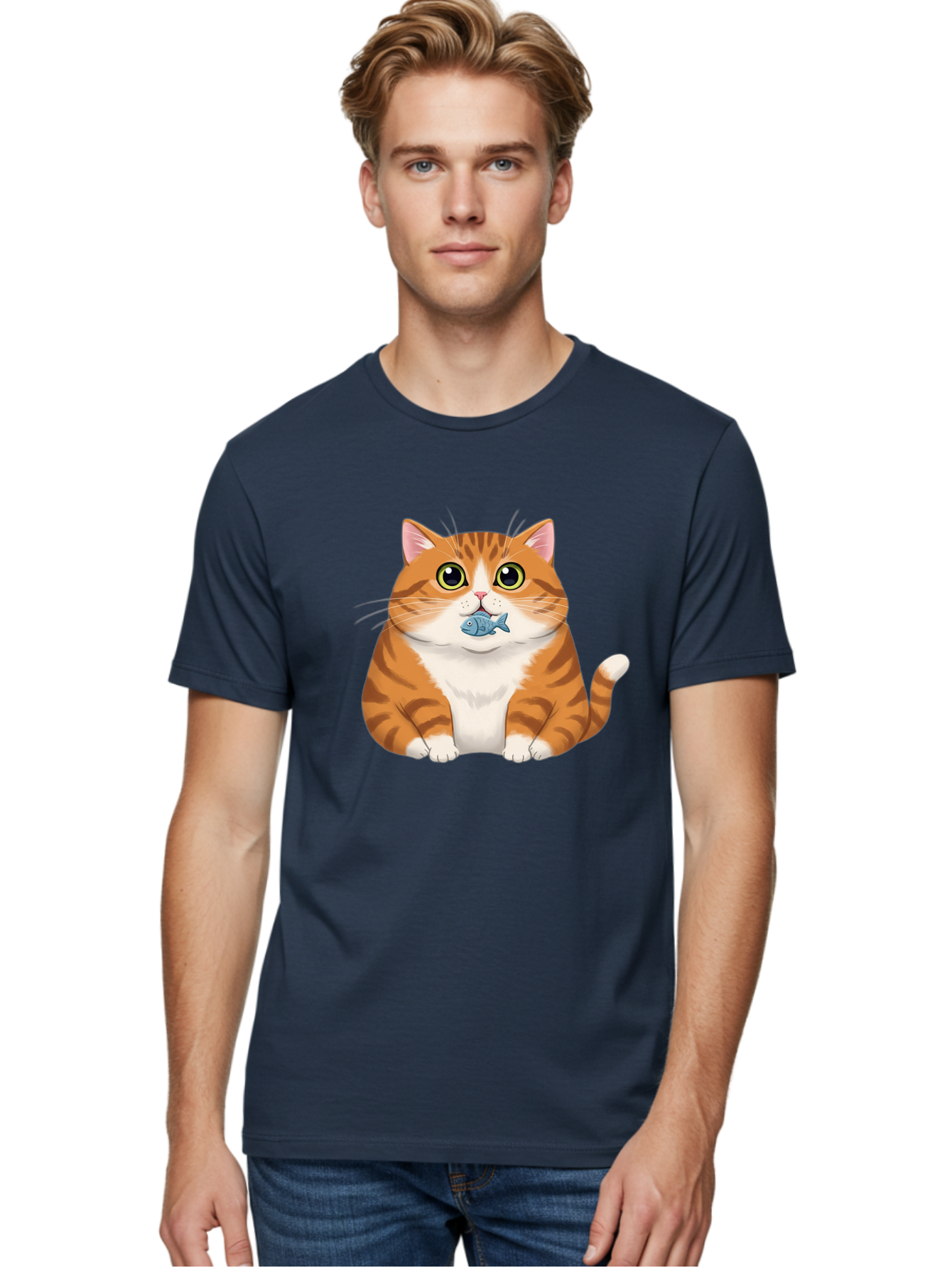 Cat-With-Fish-1 Men'S Graphic Tee, 100% Cotton, Comfortable Casual Summer Wear, Machine Washable, Vintage Camera, Old Camera, Antique Camera, Black Camera, Classic Photography, Photography Equipment, Nostalgic Device, Film Camera, Camera Art Bal988