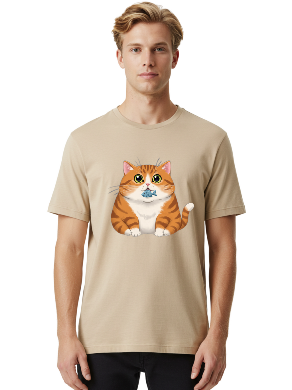 Cat-With-Fish-1 Men'S Graphic Tee, 100% Cotton, Comfortable Casual Summer Wear, Machine Washable, Vintage Camera, Old Camera, Antique Camera, Black Camera, Classic Photography, Photography Equipment, Nostalgic Device, Film Camera, Camera Art Bal988