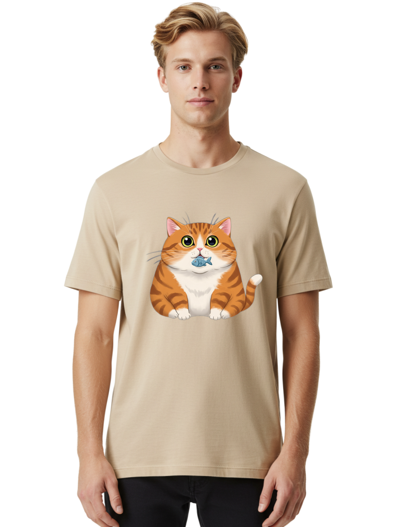 Cat-With-Fish-1 Men'S Graphic Tee, 100% Cotton, Comfortable Casual Summer Wear, Machine Washable, Vintage Camera, Old Camera, Antique Camera, Black Camera, Classic Photography, Photography Equipment, Nostalgic Device, Film Camera, Camera Art Bal988