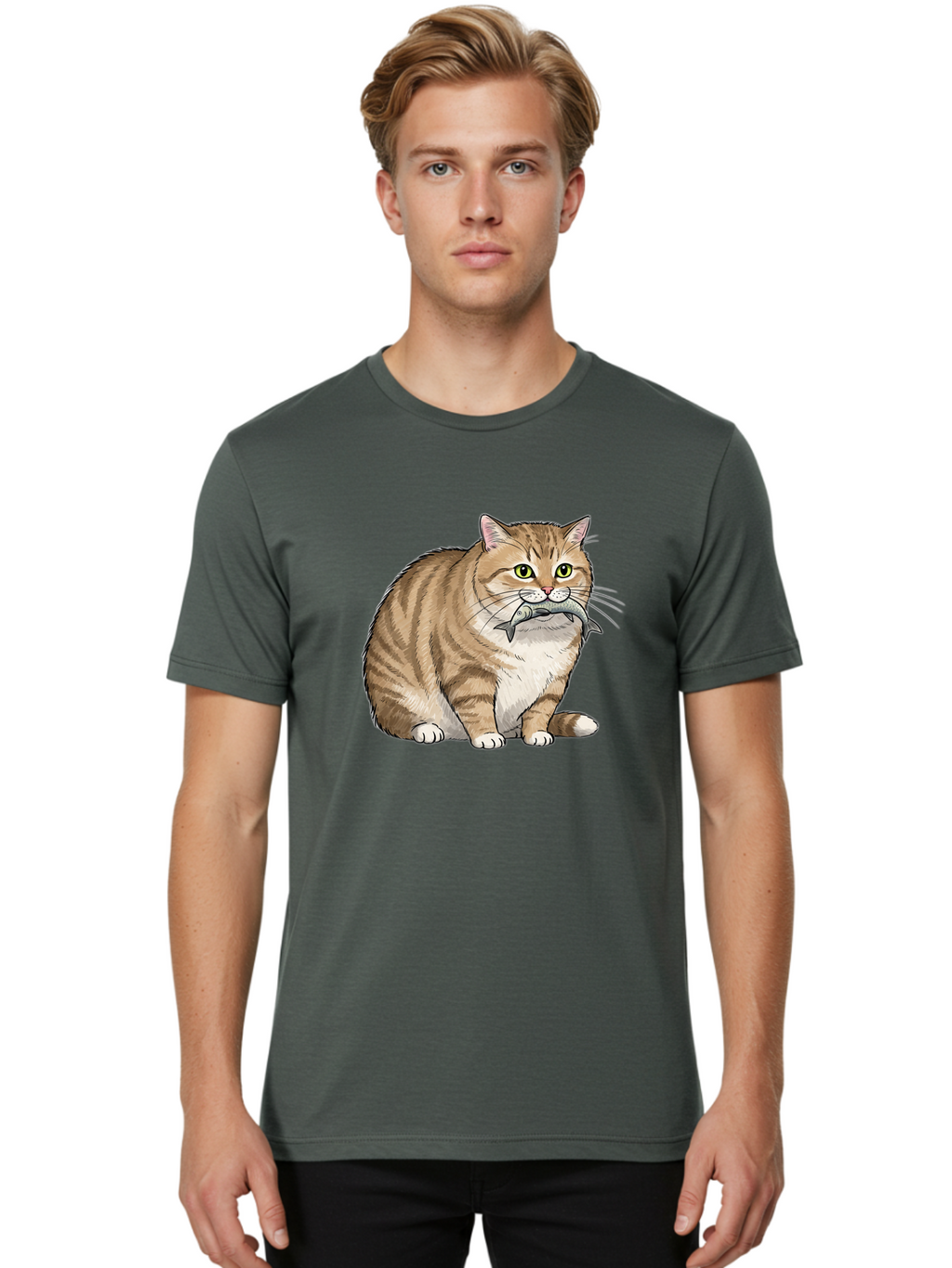 Cat-With-Fish-10 Men'S Graphic Tee, 100% Cotton, Comfortable Casual Summer Wear, Machine Washable, Vintage Camera, Old Camera, Antique Camera, Black Camera, Classic Photography, Photography Equipment, Nostalgic Device, Film Camera, Camera Art Bal989