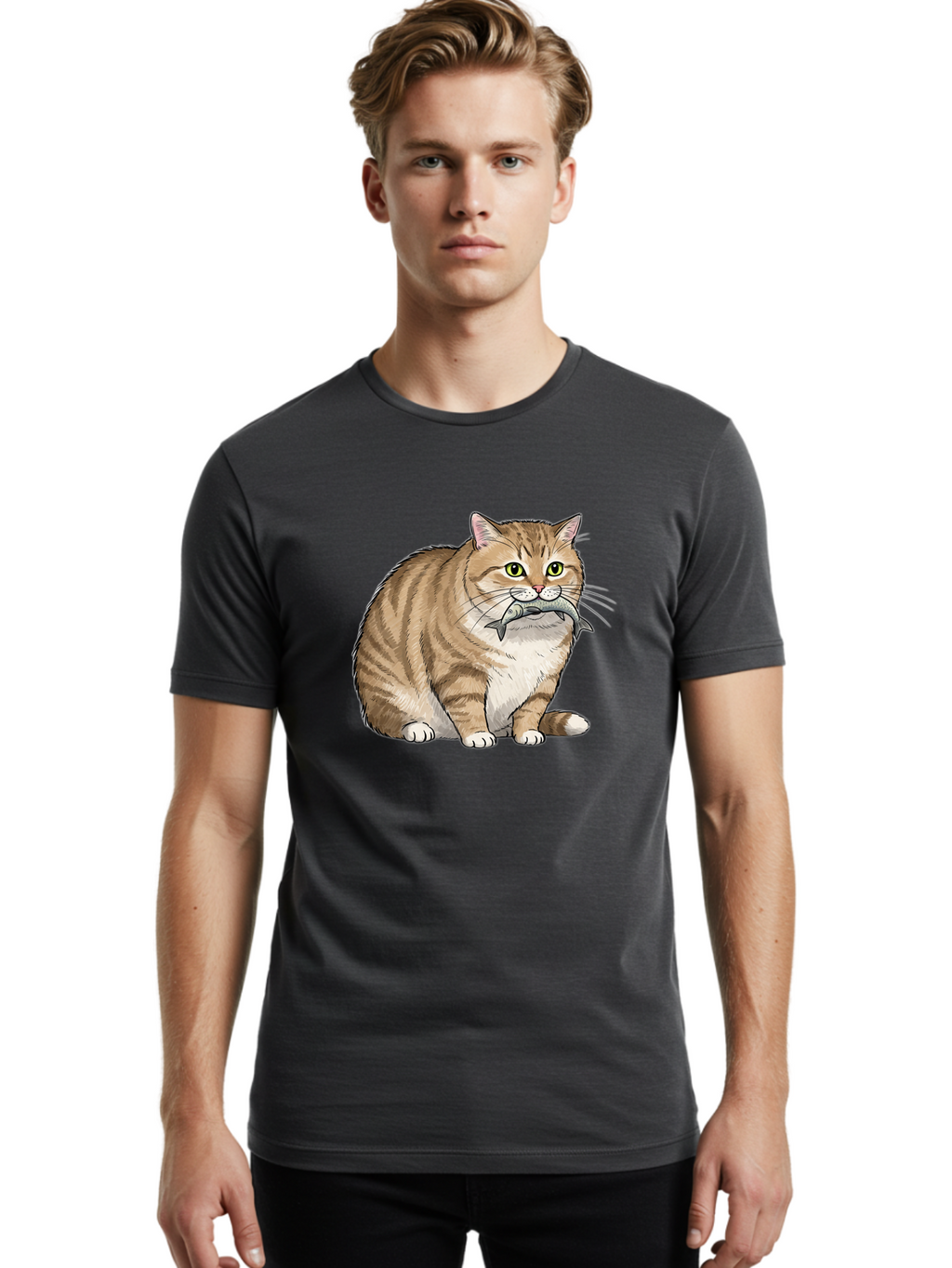 Cat-With-Fish-10 Men'S Graphic Tee, 100% Cotton, Comfortable Casual Summer Wear, Machine Washable, Vintage Camera, Old Camera, Antique Camera, Black Camera, Classic Photography, Photography Equipment, Nostalgic Device, Film Camera, Camera Art Bal989