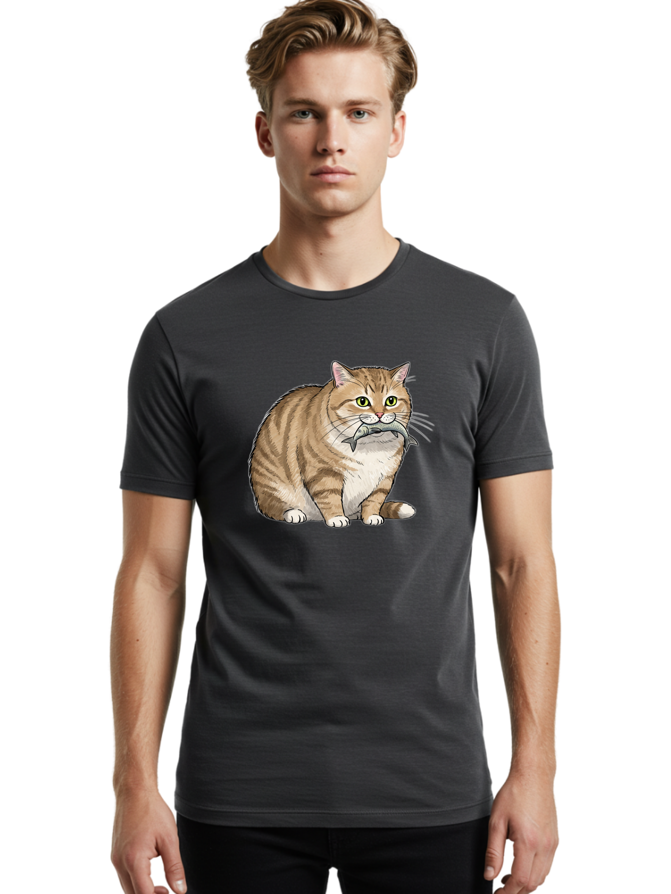 Cat-With-Fish-10 Men'S Graphic Tee, 100% Cotton, Comfortable Casual Summer Wear, Machine Washable, Vintage Camera, Old Camera, Antique Camera, Black Camera, Classic Photography, Photography Equipment, Nostalgic Device, Film Camera, Camera Art Bal989