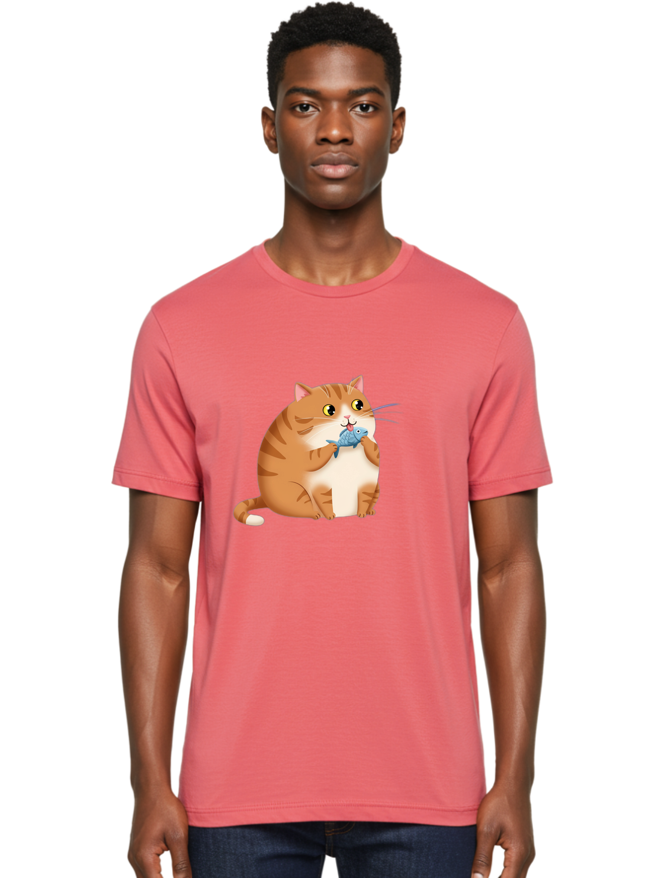 Cat-With-Fish-2 Men'S Graphic Tee, 100% Cotton, Comfortable Casual Summer Wear, Machine Washable, Vintage Camera, Old Camera, Antique Camera, Black Camera, Classic Photography, Photography Equipment, Nostalgic Device, Film Camera, Camera Art Bal990