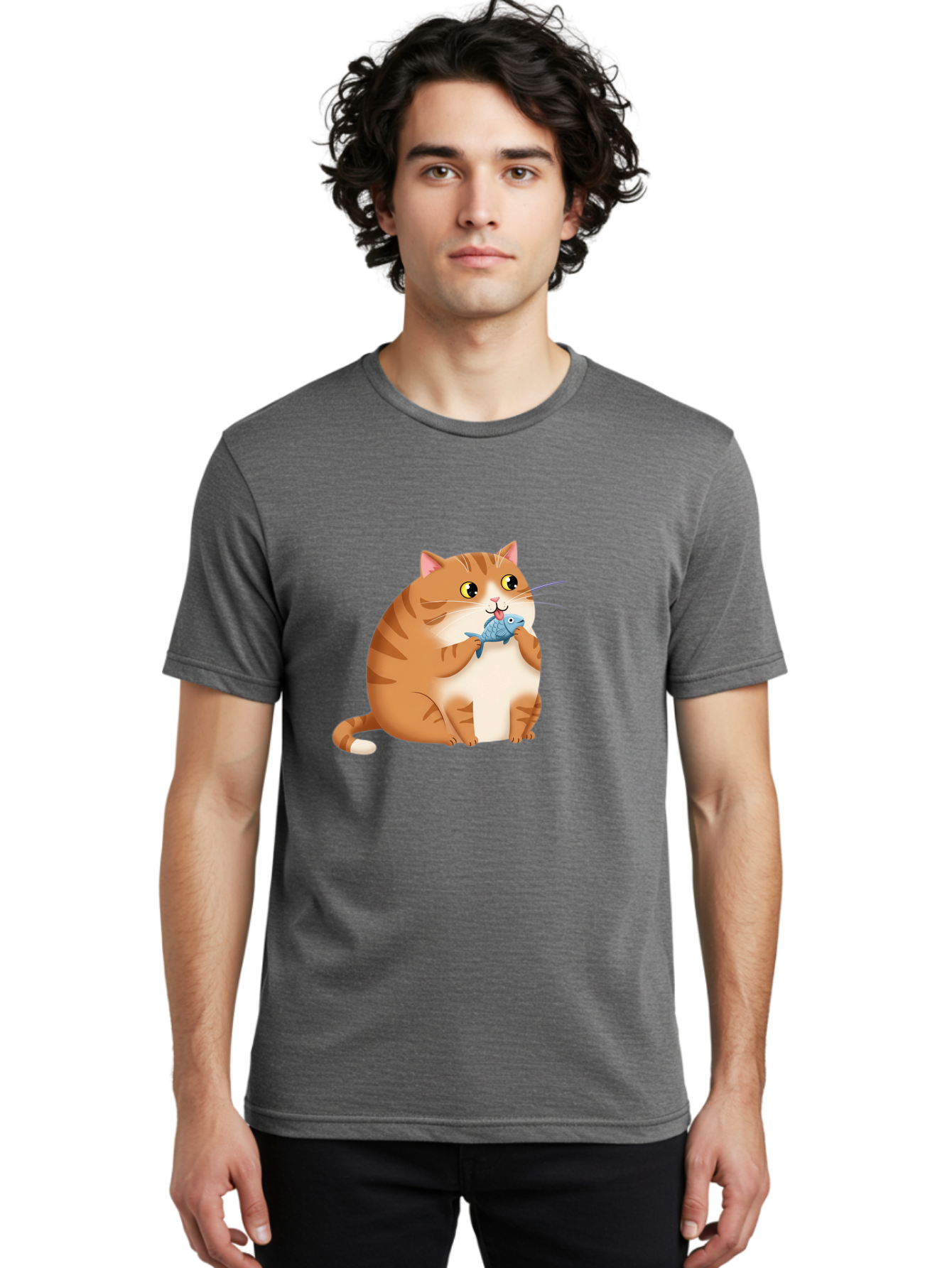 Cat-With-Fish-2 Men'S Graphic Tee, 100% Cotton, Comfortable Casual Summer Wear, Machine Washable, Vintage Camera, Old Camera, Antique Camera, Black Camera, Classic Photography, Photography Equipment, Nostalgic Device, Film Camera, Camera Art Bal990