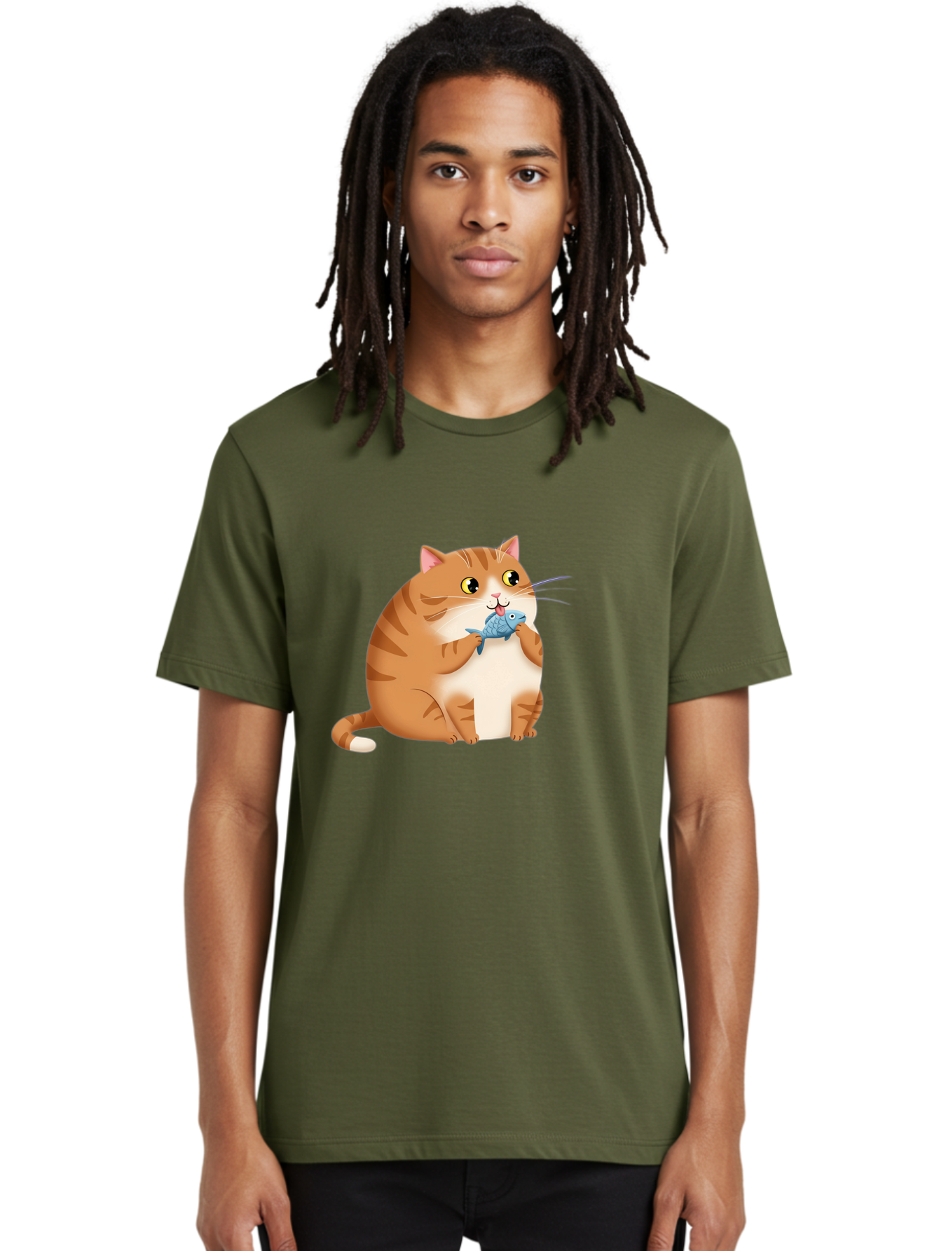 Cat-With-Fish-2 Men'S Graphic Tee, 100% Cotton, Comfortable Casual Summer Wear, Machine Washable, Vintage Camera, Old Camera, Antique Camera, Black Camera, Classic Photography, Photography Equipment, Nostalgic Device, Film Camera, Camera Art Bal990