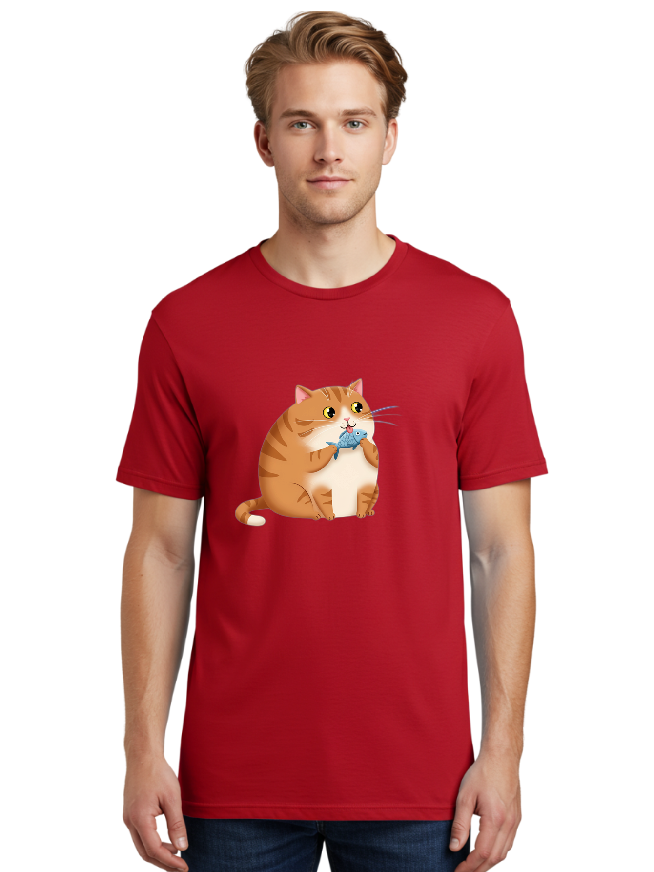 Cat-With-Fish-2 Men'S Graphic Tee, 100% Cotton, Comfortable Casual Summer Wear, Machine Washable, Vintage Camera, Old Camera, Antique Camera, Black Camera, Classic Photography, Photography Equipment, Nostalgic Device, Film Camera, Camera Art Bal990
