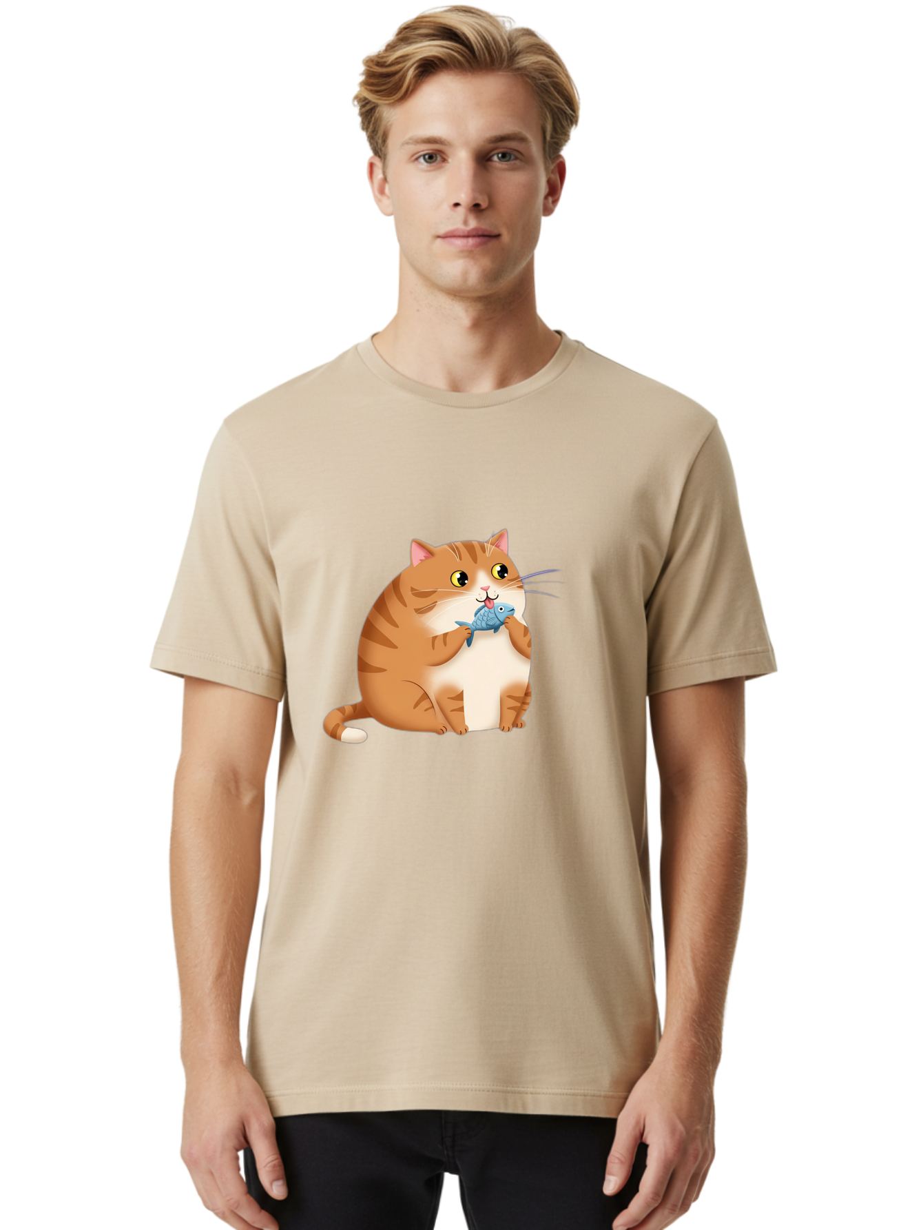 Cat-With-Fish-2 Men'S Graphic Tee, 100% Cotton, Comfortable Casual Summer Wear, Machine Washable, Vintage Camera, Old Camera, Antique Camera, Black Camera, Classic Photography, Photography Equipment, Nostalgic Device, Film Camera, Camera Art Bal990