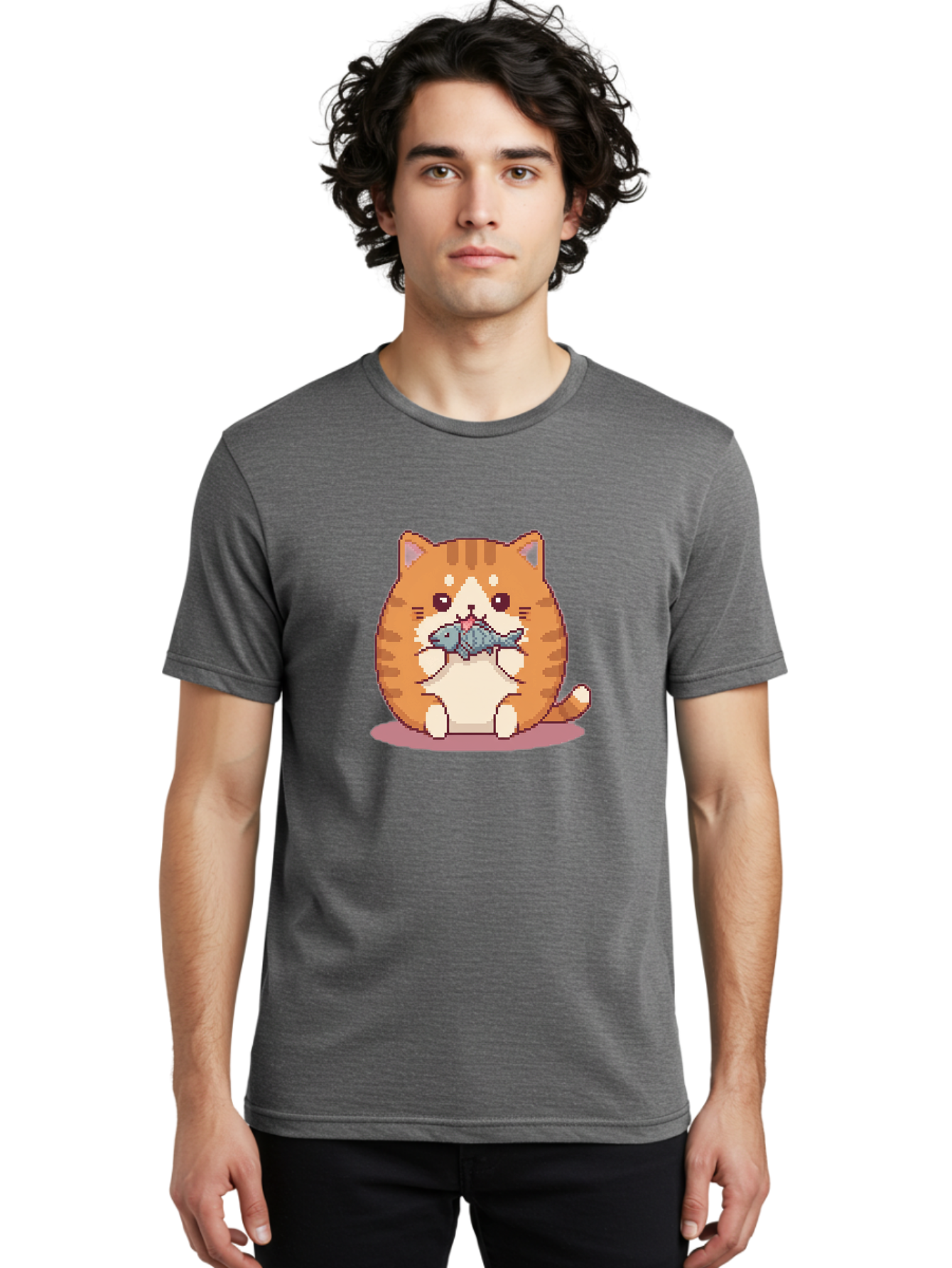 Cat-With-Fish-3 Men'S Graphic Tee, 100% Cotton, Comfortable Casual Summer Wear, Machine Washable, Vintage Camera, Old Camera, Antique Camera, Black Camera, Classic Photography, Photography Equipment, Nostalgic Device, Film Camera, Camera Art Bal991