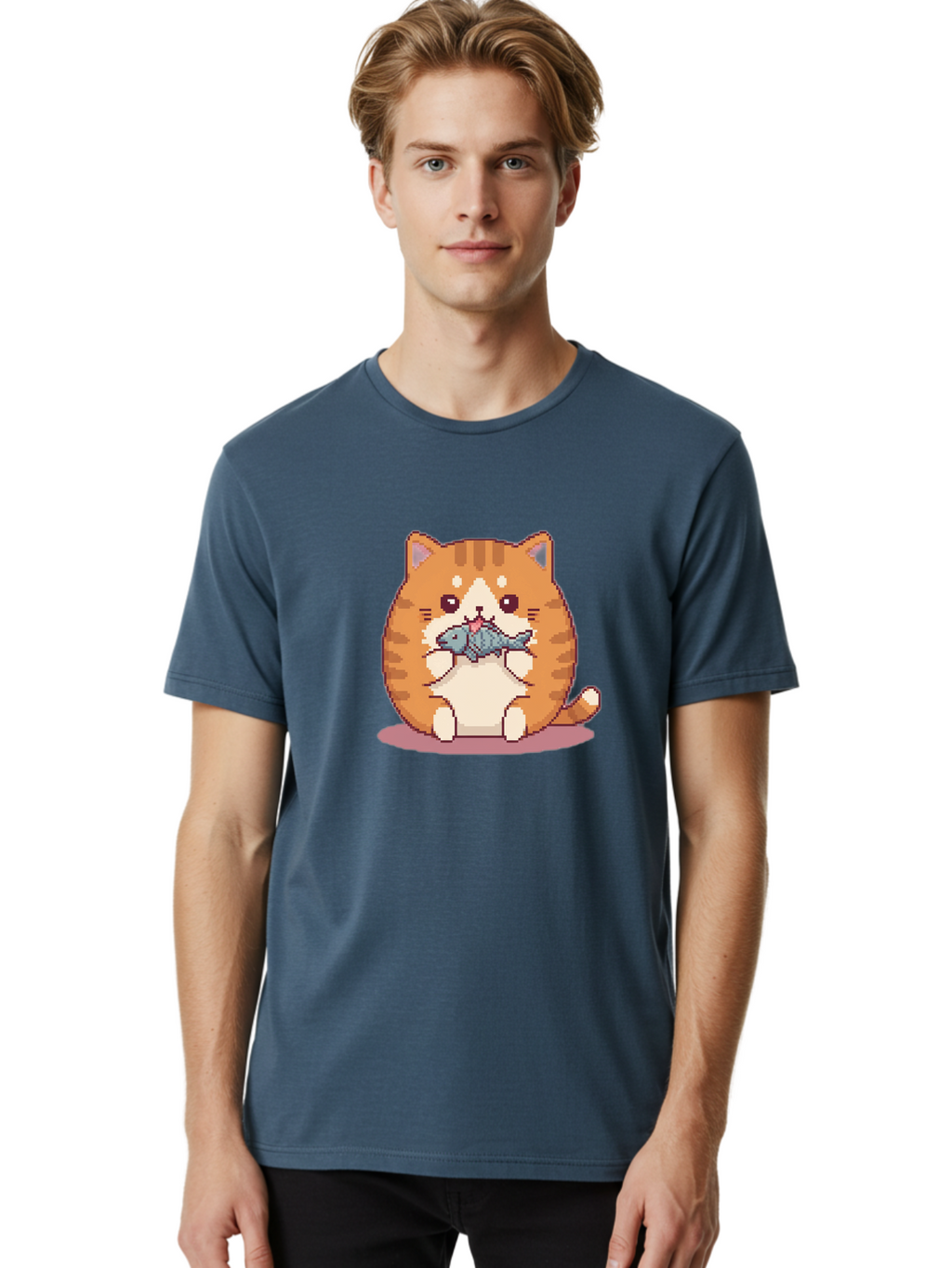 Cat-With-Fish-3 Men'S Graphic Tee, 100% Cotton, Comfortable Casual Summer Wear, Machine Washable, Vintage Camera, Old Camera, Antique Camera, Black Camera, Classic Photography, Photography Equipment, Nostalgic Device, Film Camera, Camera Art Bal991
