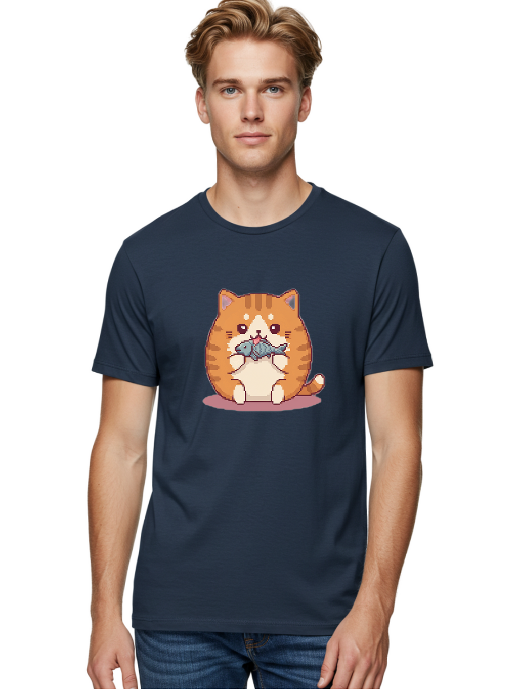 Cat-With-Fish-3 Men'S Graphic Tee, 100% Cotton, Comfortable Casual Summer Wear, Machine Washable, Vintage Camera, Old Camera, Antique Camera, Black Camera, Classic Photography, Photography Equipment, Nostalgic Device, Film Camera, Camera Art Bal991