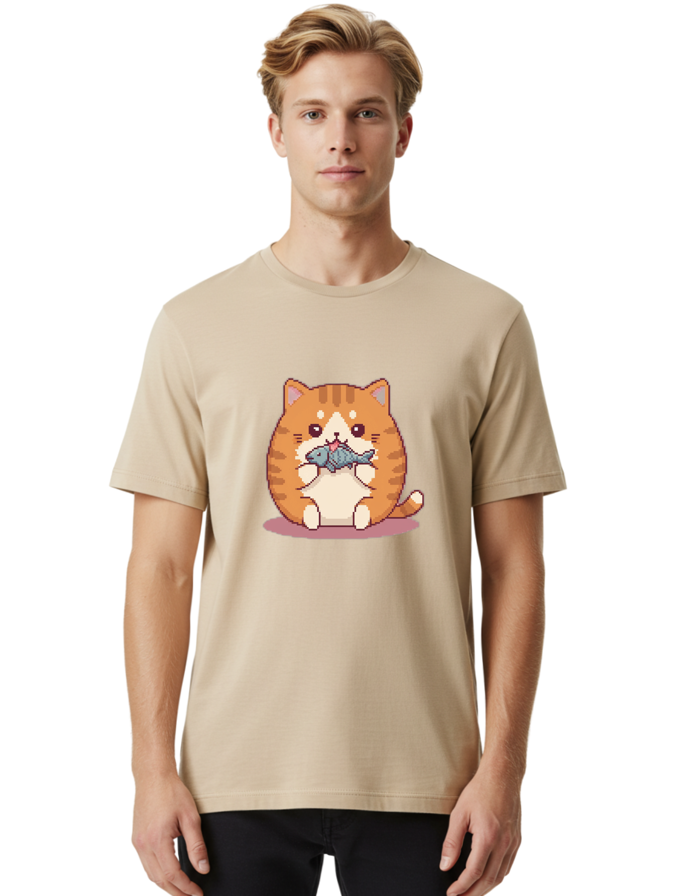 Cat-With-Fish-3 Men'S Graphic Tee, 100% Cotton, Comfortable Casual Summer Wear, Machine Washable, Vintage Camera, Old Camera, Antique Camera, Black Camera, Classic Photography, Photography Equipment, Nostalgic Device, Film Camera, Camera Art Bal991