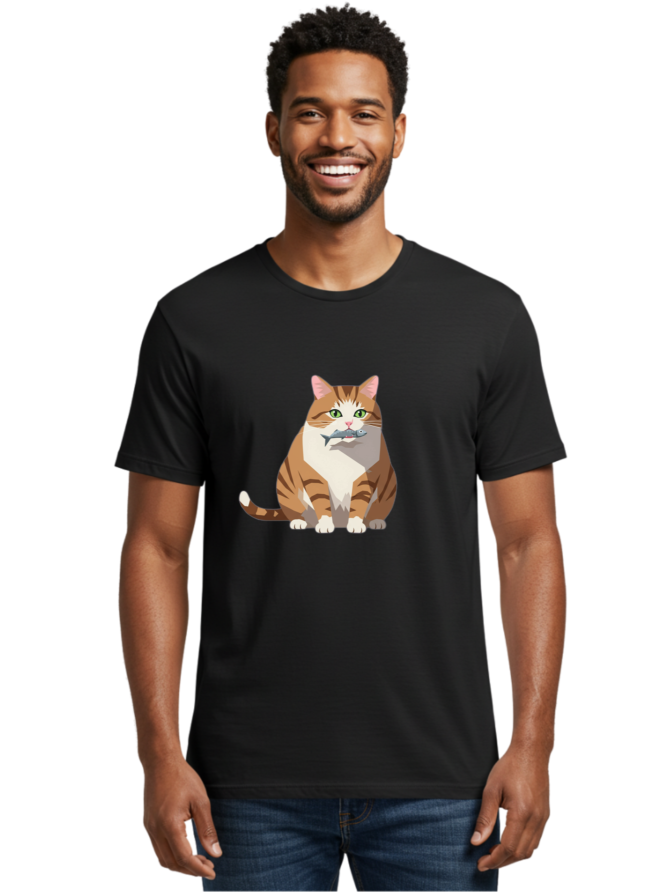 Cat-With-Fish-4 Men'S Graphic Tee, 100% Cotton, Comfortable Casual Summer Wear, Machine Washable, Vintage Camera, Old Camera, Antique Camera, Black Camera, Classic Photography, Photography Equipment, Nostalgic Device, Film Camera, Camera Art Bal992
