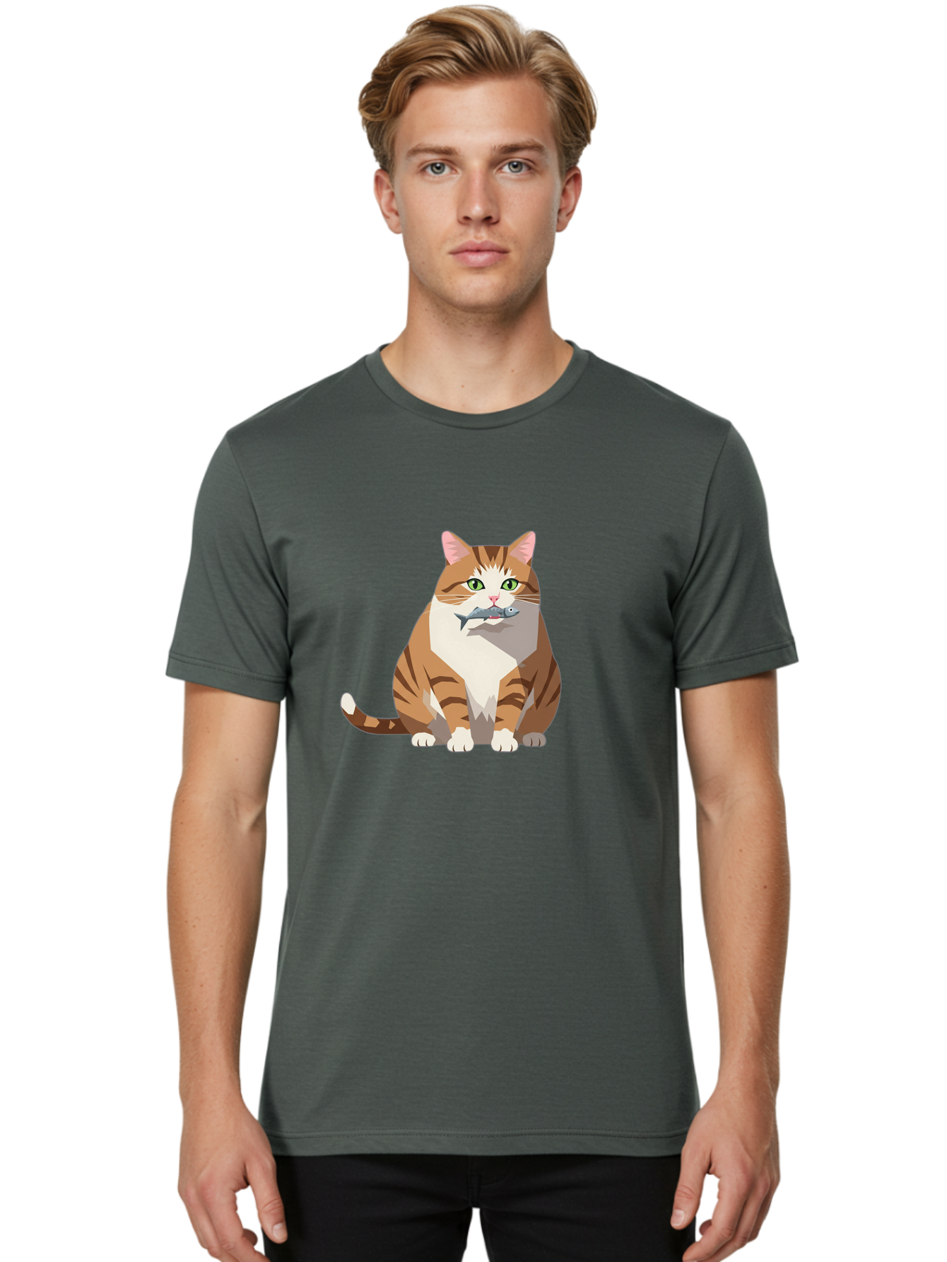 Cat-With-Fish-4 Men'S Graphic Tee, 100% Cotton, Comfortable Casual Summer Wear, Machine Washable, Vintage Camera, Old Camera, Antique Camera, Black Camera, Classic Photography, Photography Equipment, Nostalgic Device, Film Camera, Camera Art Bal992