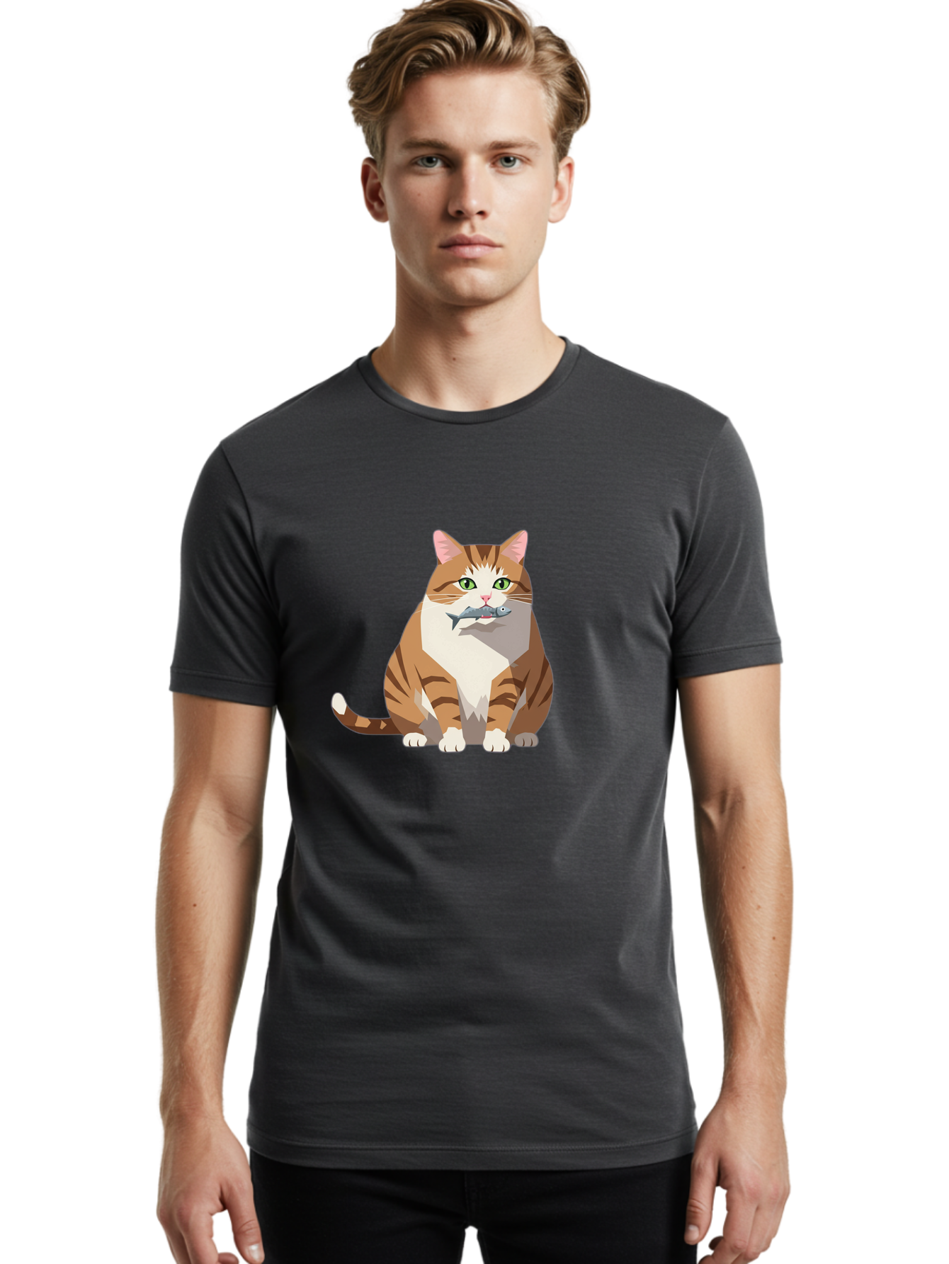 Cat-With-Fish-4 Men'S Graphic Tee, 100% Cotton, Comfortable Casual Summer Wear, Machine Washable, Vintage Camera, Old Camera, Antique Camera, Black Camera, Classic Photography, Photography Equipment, Nostalgic Device, Film Camera, Camera Art Bal992