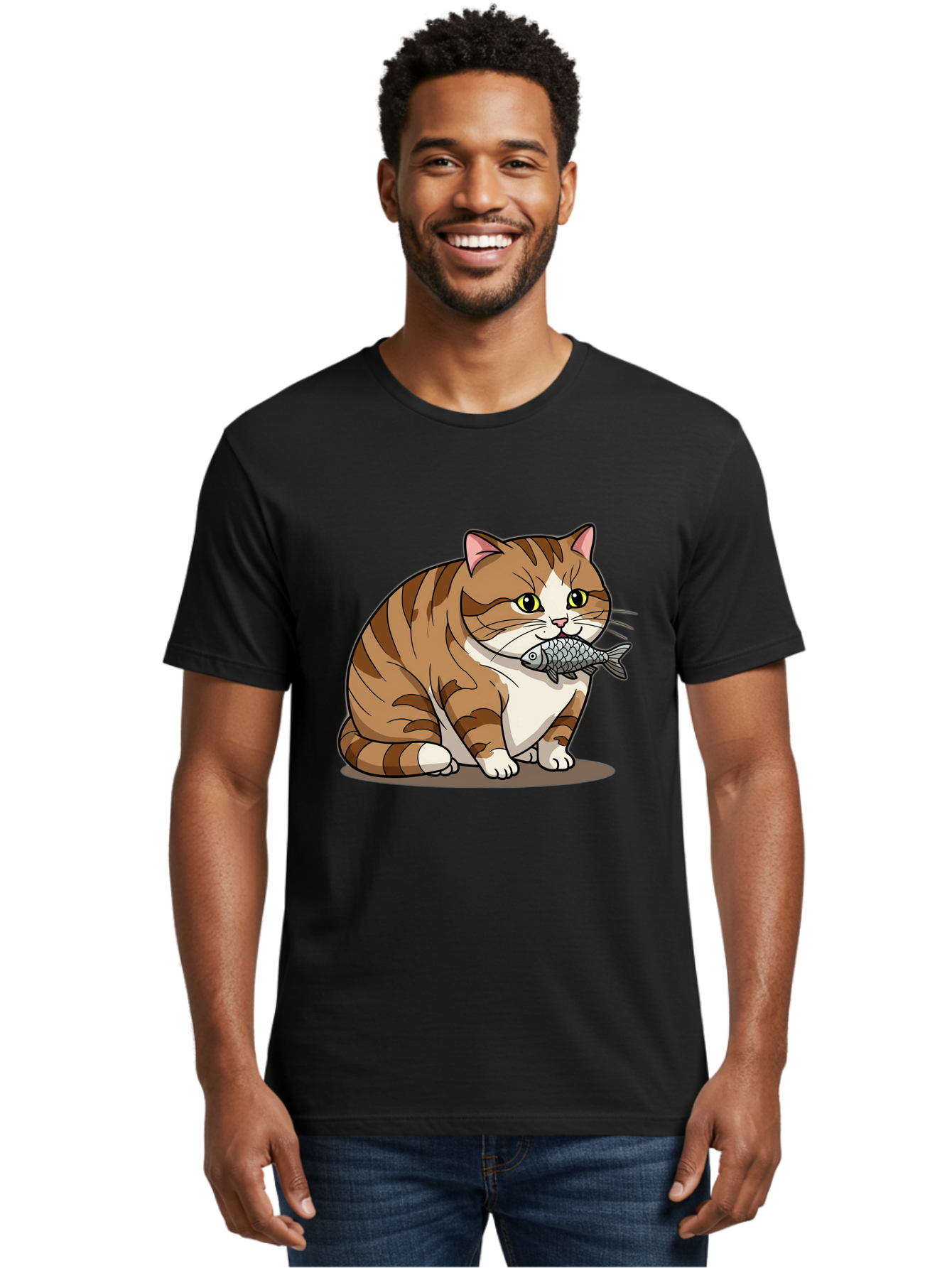 Cat-With-Fish-5 Men'S Graphic Tee, 100% Cotton, Comfortable Casual Summer Wear, Machine Washable, Vintage Camera, Old Camera, Antique Camera, Black Camera, Classic Photography, Photography Equipment, Nostalgic Device, Film Camera, Camera Art Bal993