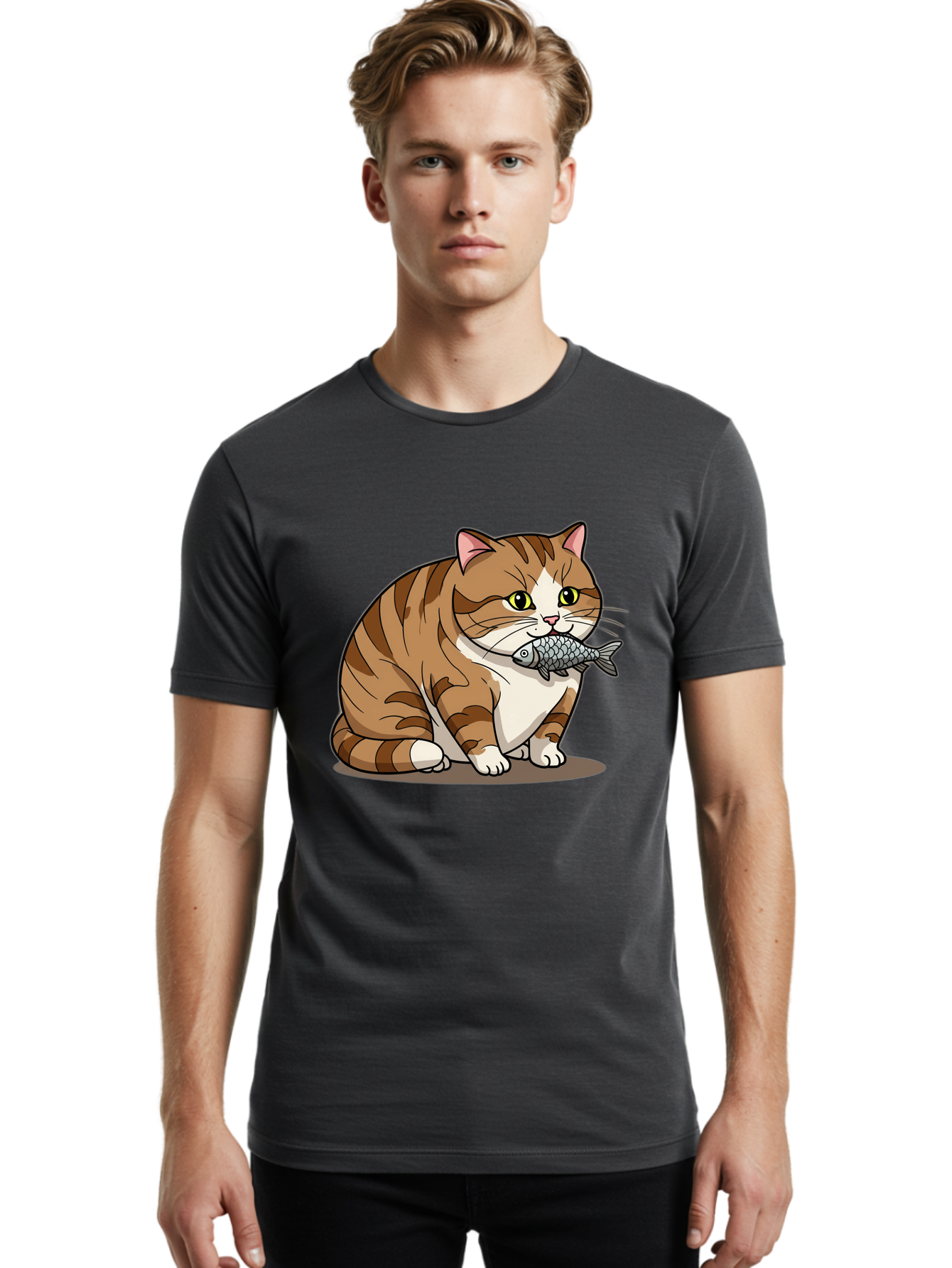 Cat-With-Fish-5 Men'S Graphic Tee, 100% Cotton, Comfortable Casual Summer Wear, Machine Washable, Vintage Camera, Old Camera, Antique Camera, Black Camera, Classic Photography, Photography Equipment, Nostalgic Device, Film Camera, Camera Art Bal993