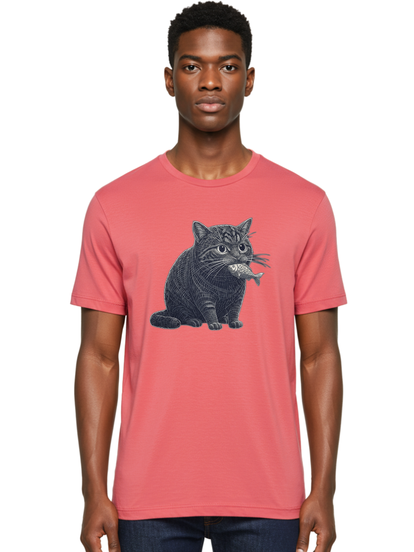 Cat-With-Fish-6 Men'S Graphic Tee, 100% Cotton, Comfortable Casual Summer Wear, Machine Washable, Vintage Camera, Old Camera, Antique Camera, Black Camera, Classic Photography, Photography Equipment, Nostalgic Device, Film Camera, Camera Art Bal994