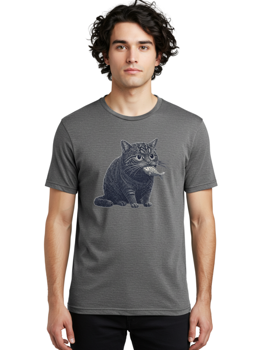Cat-With-Fish-6 Men'S Graphic Tee, 100% Cotton, Comfortable Casual Summer Wear, Machine Washable, Vintage Camera, Old Camera, Antique Camera, Black Camera, Classic Photography, Photography Equipment, Nostalgic Device, Film Camera, Camera Art Bal994