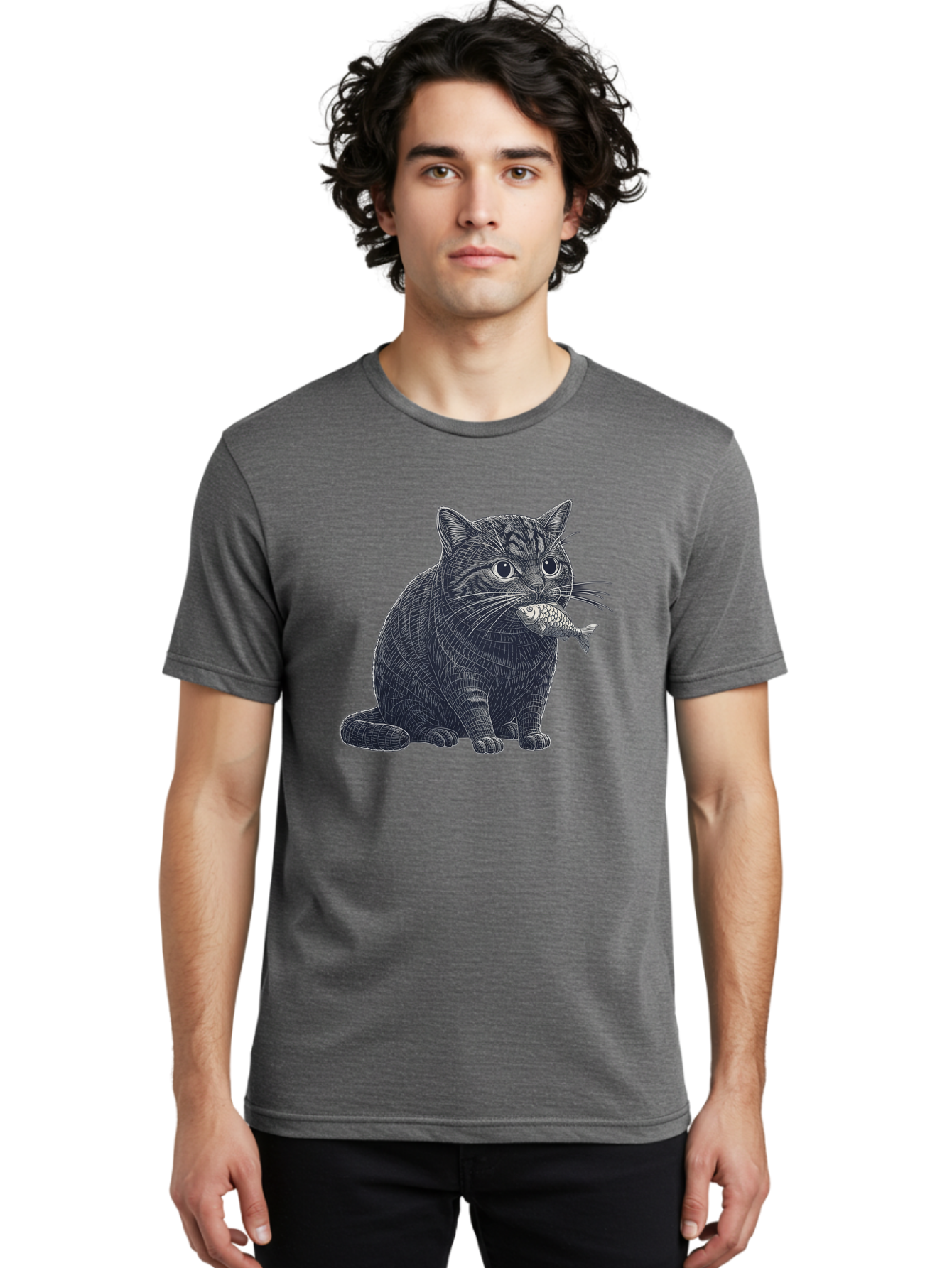 Cat-With-Fish-6 Men'S Graphic Tee, 100% Cotton, Comfortable Casual Summer Wear, Machine Washable, Vintage Camera, Old Camera, Antique Camera, Black Camera, Classic Photography, Photography Equipment, Nostalgic Device, Film Camera, Camera Art Bal994