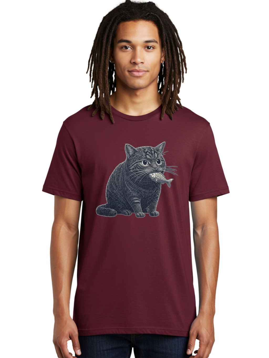 Cat-With-Fish-6 Men'S Graphic Tee, 100% Cotton, Comfortable Casual Summer Wear, Machine Washable, Vintage Camera, Old Camera, Antique Camera, Black Camera, Classic Photography, Photography Equipment, Nostalgic Device, Film Camera, Camera Art Bal994