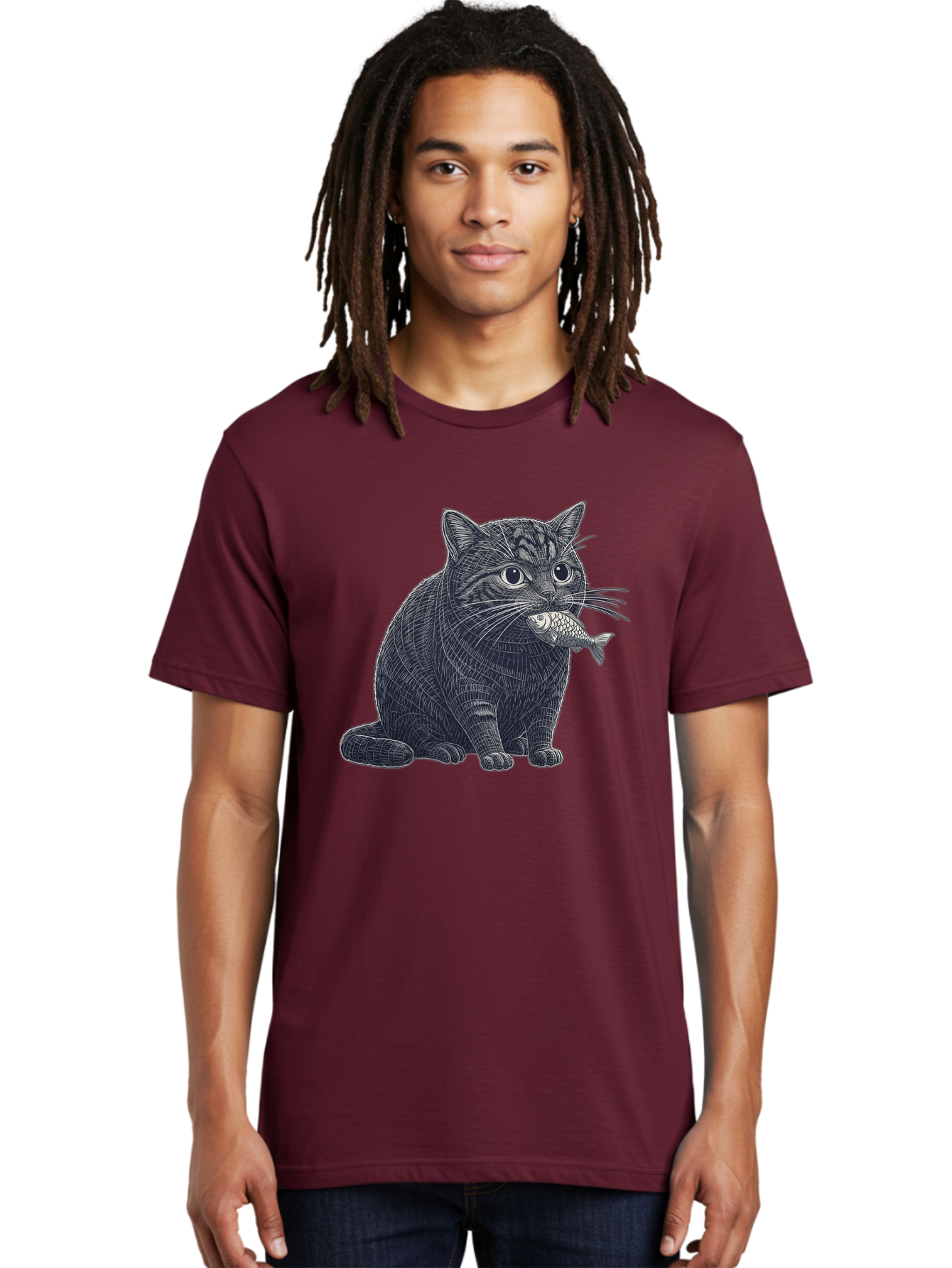 Cat-With-Fish-6 Men'S Graphic Tee, 100% Cotton, Comfortable Casual Summer Wear, Machine Washable, Vintage Camera, Old Camera, Antique Camera, Black Camera, Classic Photography, Photography Equipment, Nostalgic Device, Film Camera, Camera Art Bal994