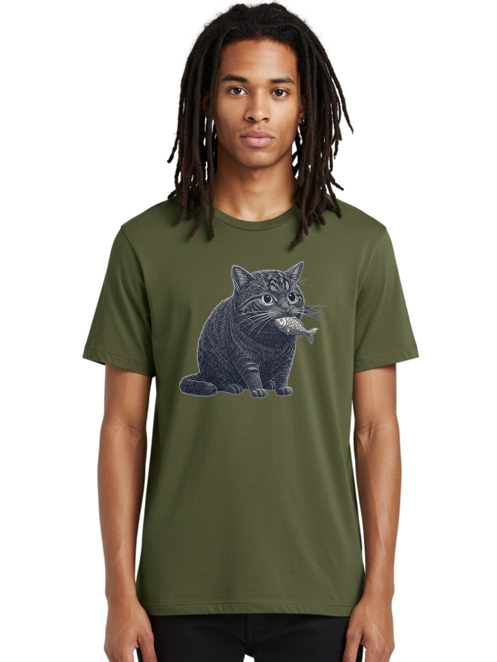 Cat-With-Fish-6 Men'S Graphic Tee, 100% Cotton, Comfortable Casual Summer Wear, Machine Washable, Vintage Camera, Old Camera, Antique Camera, Black Camera, Classic Photography, Photography Equipment, Nostalgic Device, Film Camera, Camera Art Bal994
