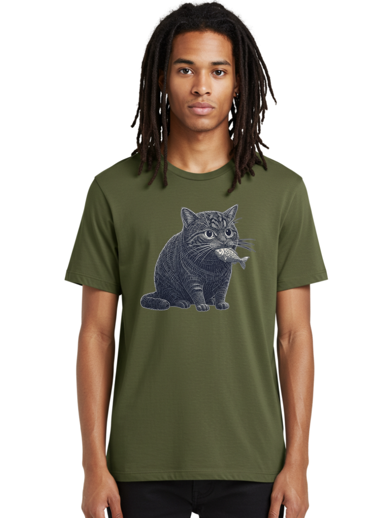 Cat-With-Fish-6 Men'S Graphic Tee, 100% Cotton, Comfortable Casual Summer Wear, Machine Washable, Vintage Camera, Old Camera, Antique Camera, Black Camera, Classic Photography, Photography Equipment, Nostalgic Device, Film Camera, Camera Art Bal994