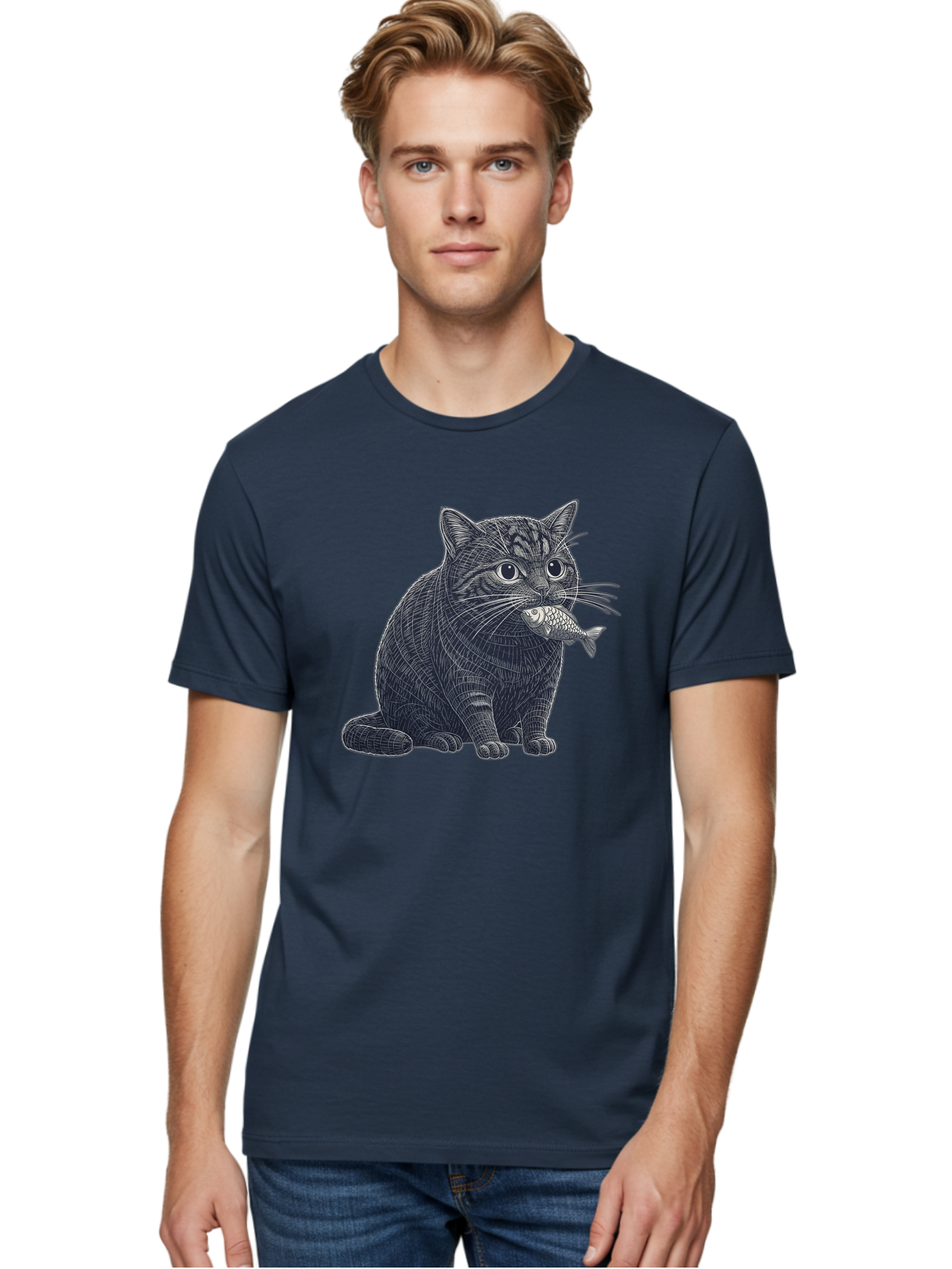 Cat-With-Fish-6 Men'S Graphic Tee, 100% Cotton, Comfortable Casual Summer Wear, Machine Washable, Vintage Camera, Old Camera, Antique Camera, Black Camera, Classic Photography, Photography Equipment, Nostalgic Device, Film Camera, Camera Art Bal994