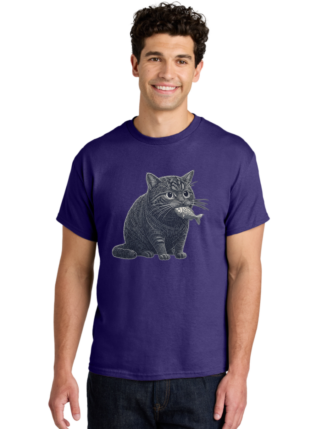 Cat-With-Fish-6 Men'S Graphic Tee, 100% Cotton, Comfortable Casual Summer Wear, Machine Washable, Vintage Camera, Old Camera, Antique Camera, Black Camera, Classic Photography, Photography Equipment, Nostalgic Device, Film Camera, Camera Art Bal994