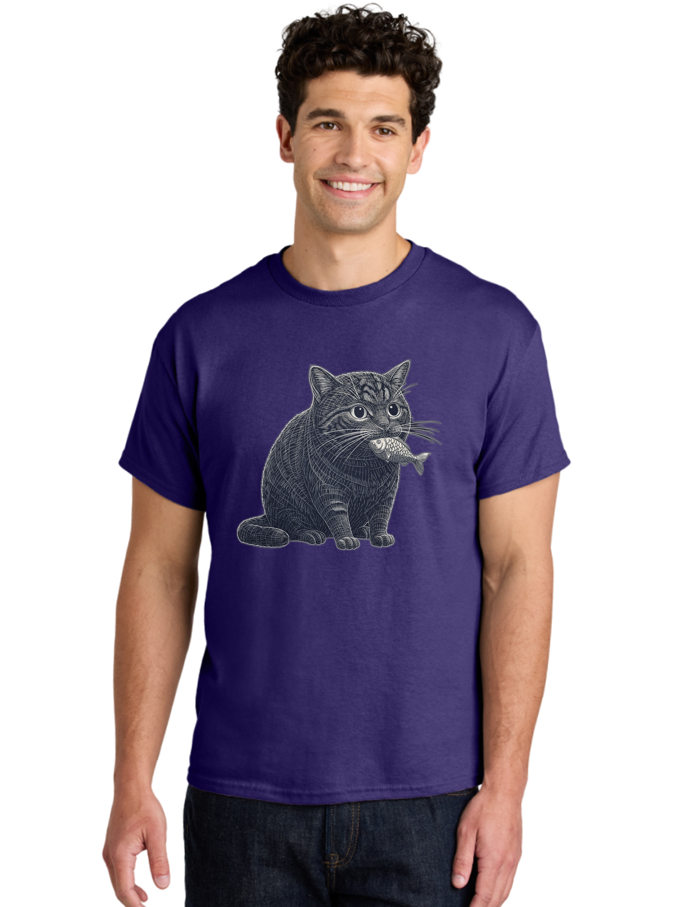 Cat-With-Fish-6 Men'S Graphic Tee, 100% Cotton, Comfortable Casual Summer Wear, Machine Washable, Vintage Camera, Old Camera, Antique Camera, Black Camera, Classic Photography, Photography Equipment, Nostalgic Device, Film Camera, Camera Art Bal994