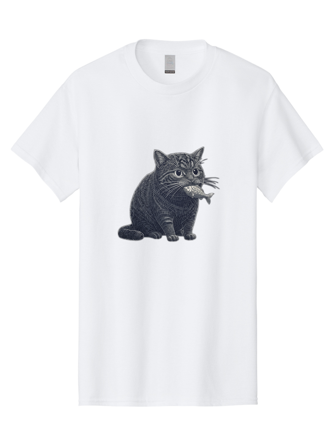 Cat-With-Fish-6 Men'S Graphic Tee, 100% Cotton, Comfortable Casual Summer Wear, Machine Washable, Vintage Camera, Old Camera, Antique Camera, Black Camera, Classic Photography, Photography Equipment, Nostalgic Device, Film Camera, Camera Art Bal994