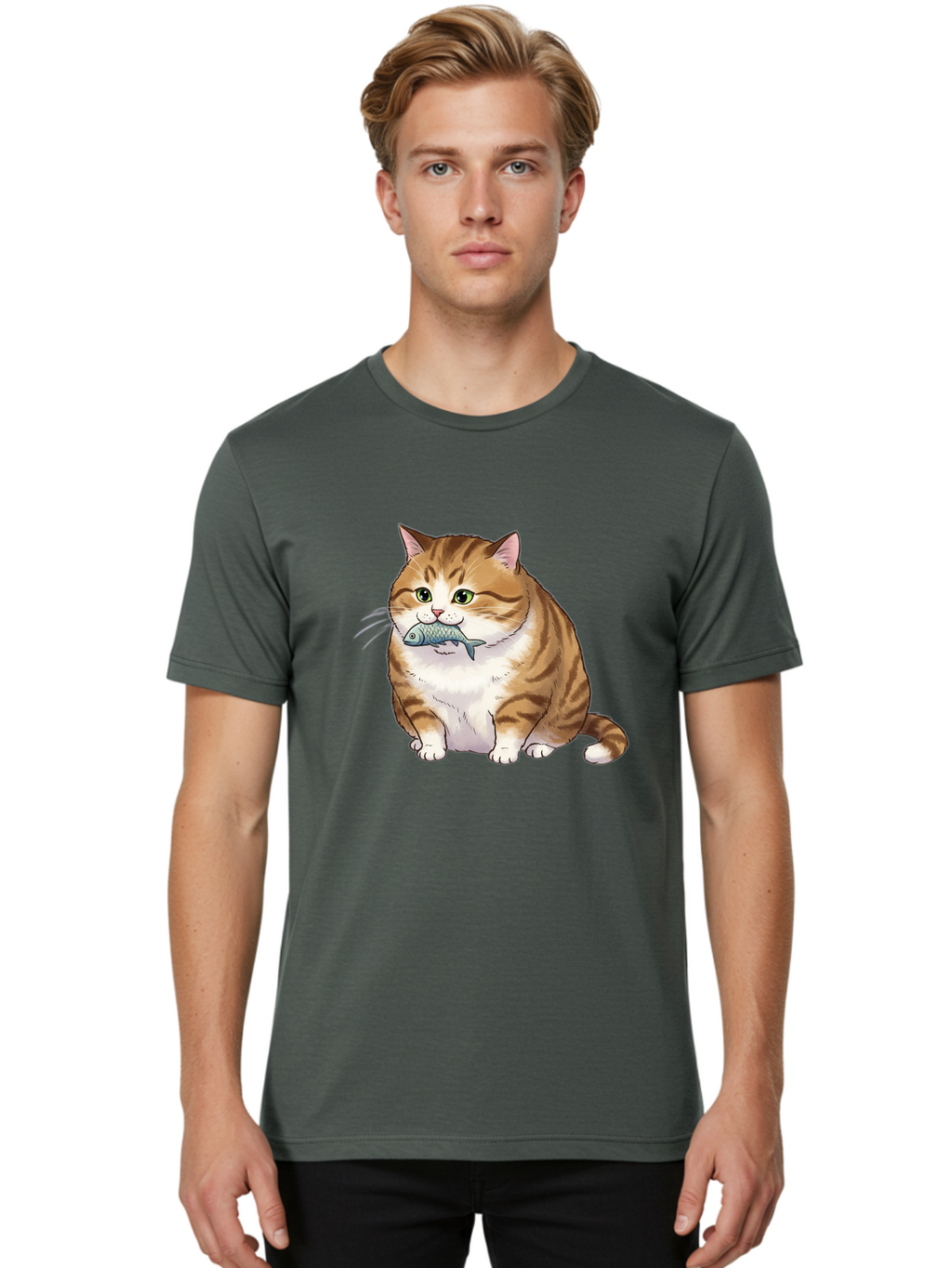 Cat-With-Fish-7 Men'S Graphic Tee, 100% Cotton, Comfortable Casual Summer Wear, Machine Washable, Vintage Camera, Old Camera, Antique Camera, Black Camera, Classic Photography, Photography Equipment, Nostalgic Device, Film Camera, Camera Art Bal995