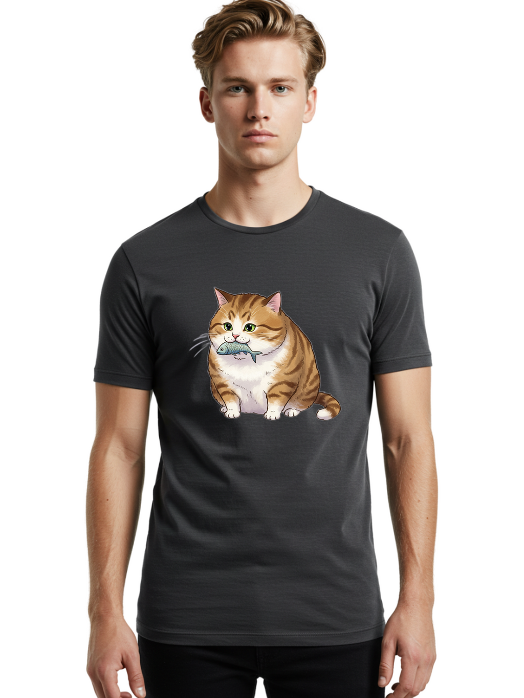Cat-With-Fish-7 Men'S Graphic Tee, 100% Cotton, Comfortable Casual Summer Wear, Machine Washable, Vintage Camera, Old Camera, Antique Camera, Black Camera, Classic Photography, Photography Equipment, Nostalgic Device, Film Camera, Camera Art Bal995