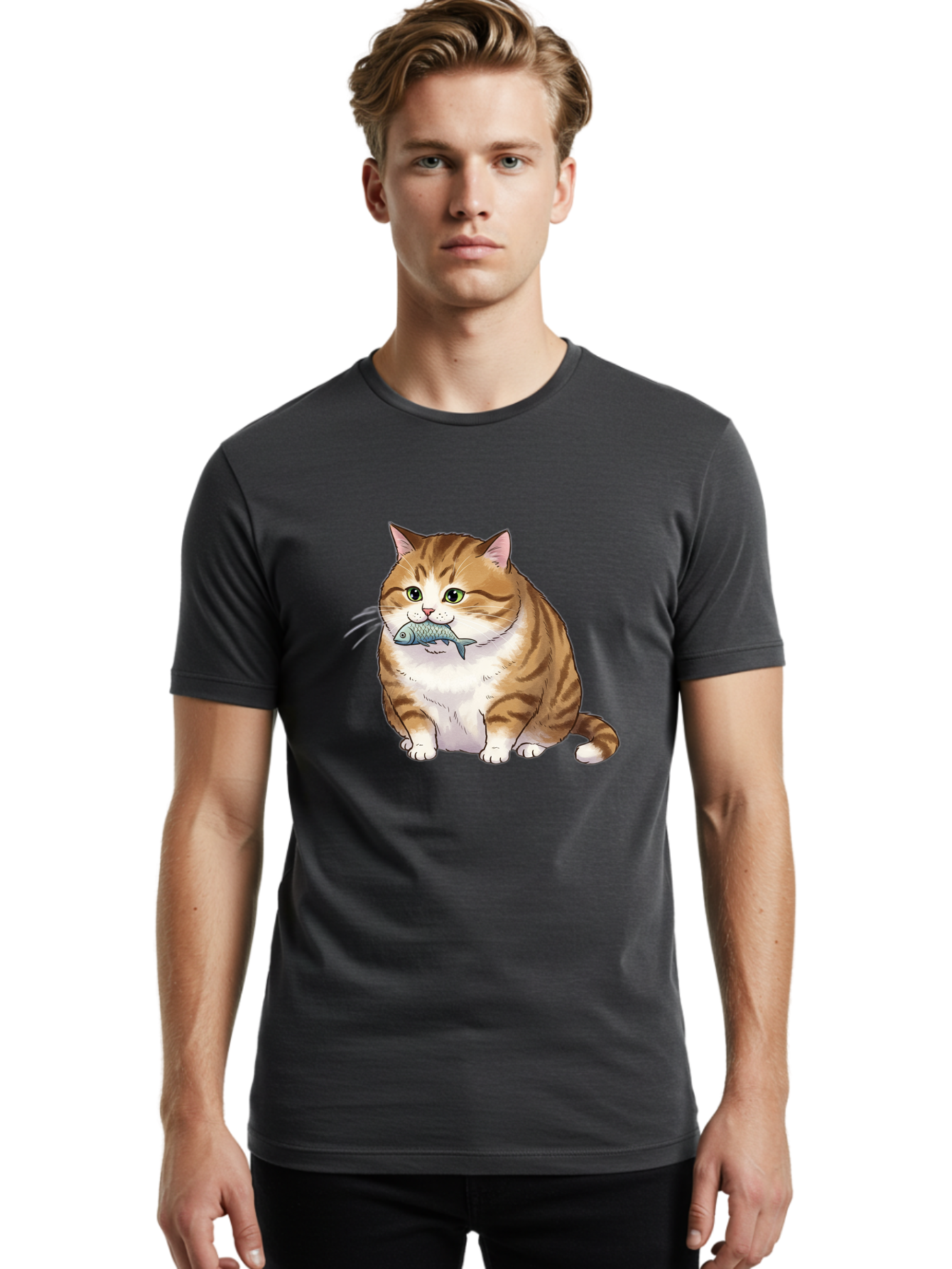 Cat-With-Fish-7 Men'S Graphic Tee, 100% Cotton, Comfortable Casual Summer Wear, Machine Washable, Vintage Camera, Old Camera, Antique Camera, Black Camera, Classic Photography, Photography Equipment, Nostalgic Device, Film Camera, Camera Art Bal995