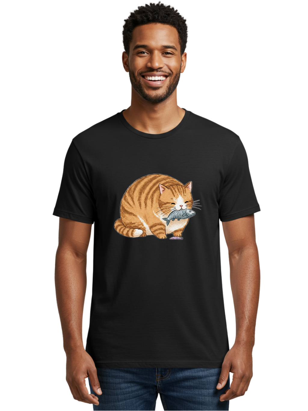 Cat-With-Fish-8 Men'S Graphic Tee, 100% Cotton, Comfortable Casual Summer Wear, Machine Washable, Vintage Camera, Old Camera, Antique Camera, Black Camera, Classic Photography, Photography Equipment, Nostalgic Device, Film Camera, Camera Art Bal996