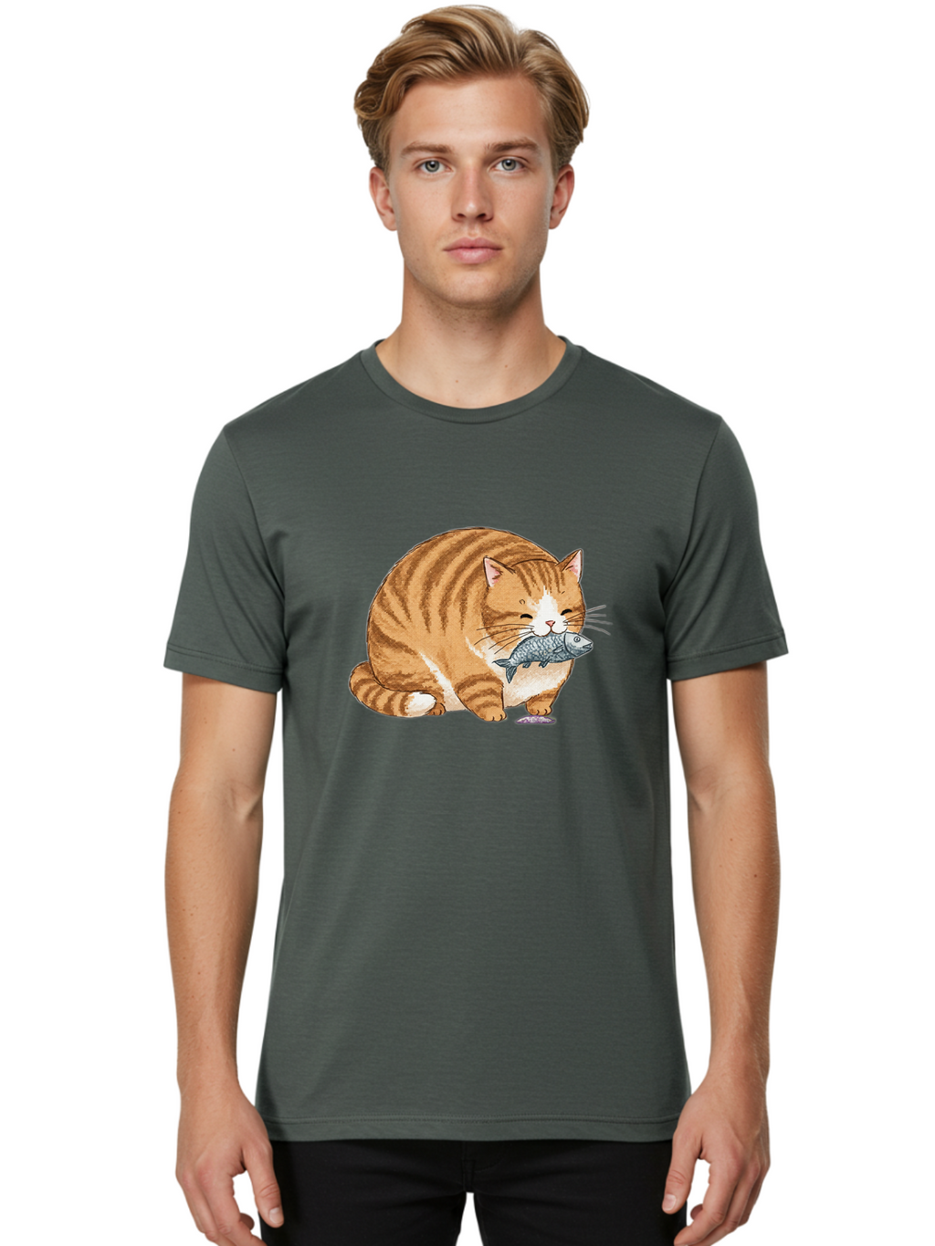 Cat-With-Fish-8 Men'S Graphic Tee, 100% Cotton, Comfortable Casual Summer Wear, Machine Washable, Vintage Camera, Old Camera, Antique Camera, Black Camera, Classic Photography, Photography Equipment, Nostalgic Device, Film Camera, Camera Art Bal996