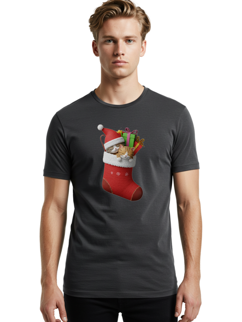 Cats-In-Christmas-Stocking Men'S Graphic Tee, 100% Cotton, Comfortable Casual Summer Wear, Machine Washable, Vintage Camera, Old Camera, Antique Camera, Black Camera, Classic Photography, Photography Equipment, Nostalgic Device, Film Camera, Bam000