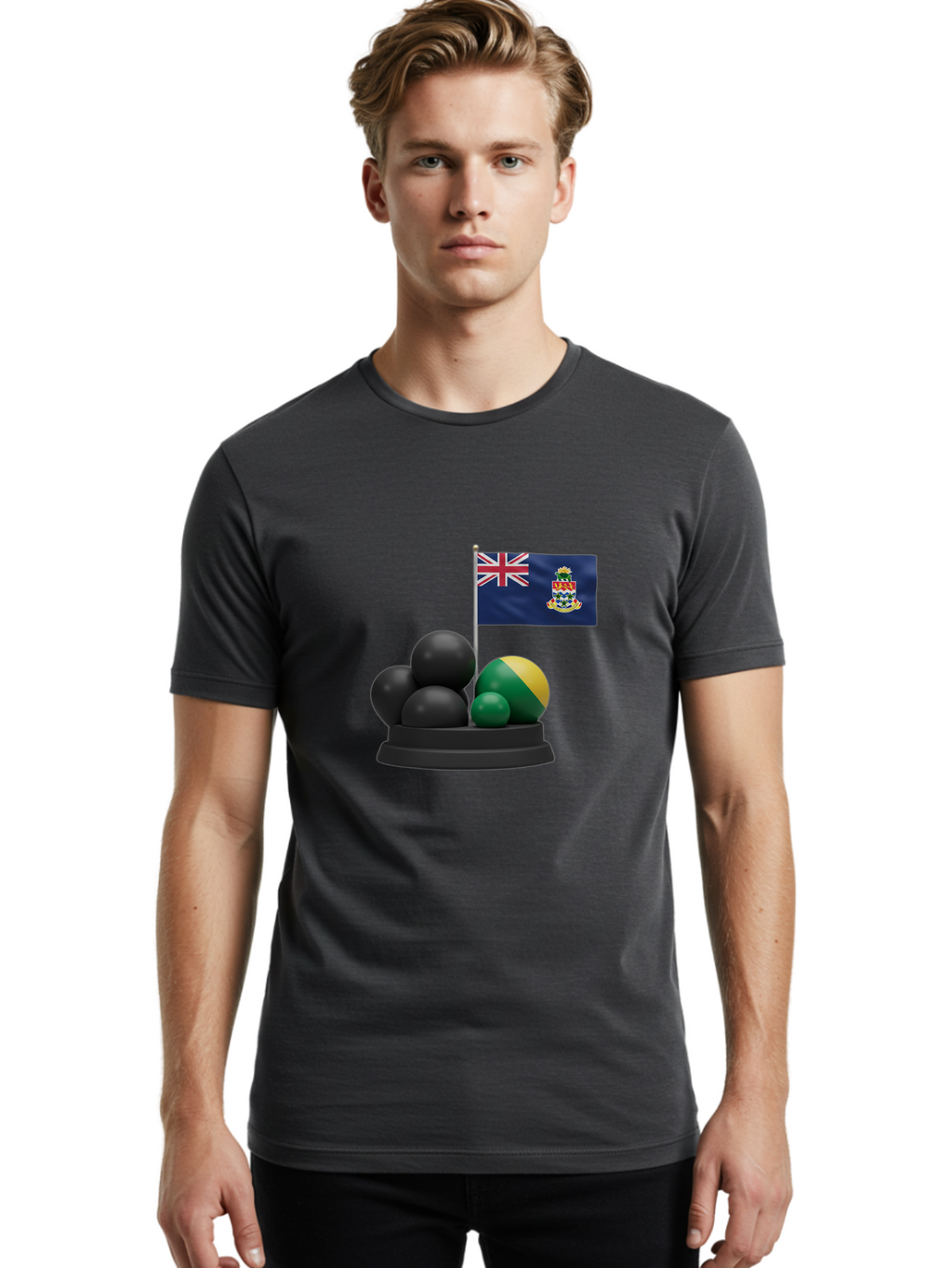 Cayman-Islands-Flag-With-Snooker-Balls Men'S Graphic Tee, 100% Cotton, Comfortable Casual Summer Wear, Machine Washable, Vintage Camera, Old Camera, Antique Camera, Black Camera, Classic Photography, Photography Equipment, Nostalgic Device, Bam001