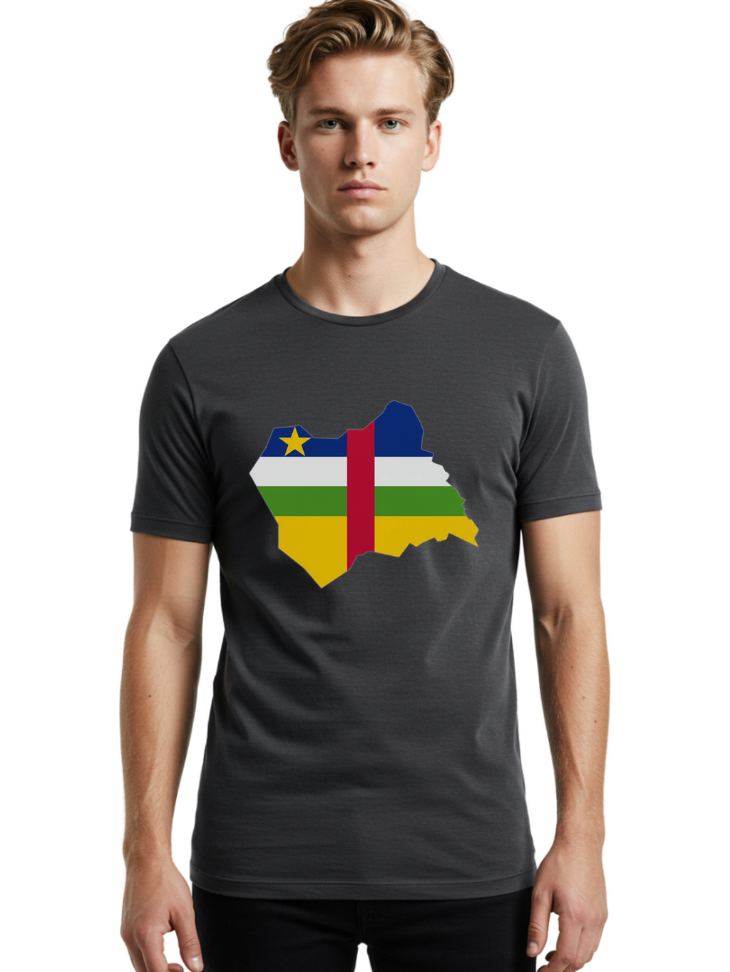 Central-African-Republic-Map-With-Flag Men'S Graphic Tee, 100% Cotton, Comfortable Casual Summer Wear, Machine Washable, Vintage Camera, Old Camera, Antique Camera, Black Camera, Classic Photography, Photography Equipment, Nostalgic Device, Bam005