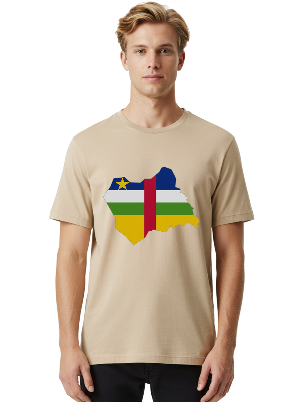 Central-African-Republic-Map-With-Flag Men'S Graphic Tee, 100% Cotton, Comfortable Casual Summer Wear, Machine Washable, Vintage Camera, Old Camera, Antique Camera, Black Camera, Classic Photography, Photography Equipment, Nostalgic Device, Bam005