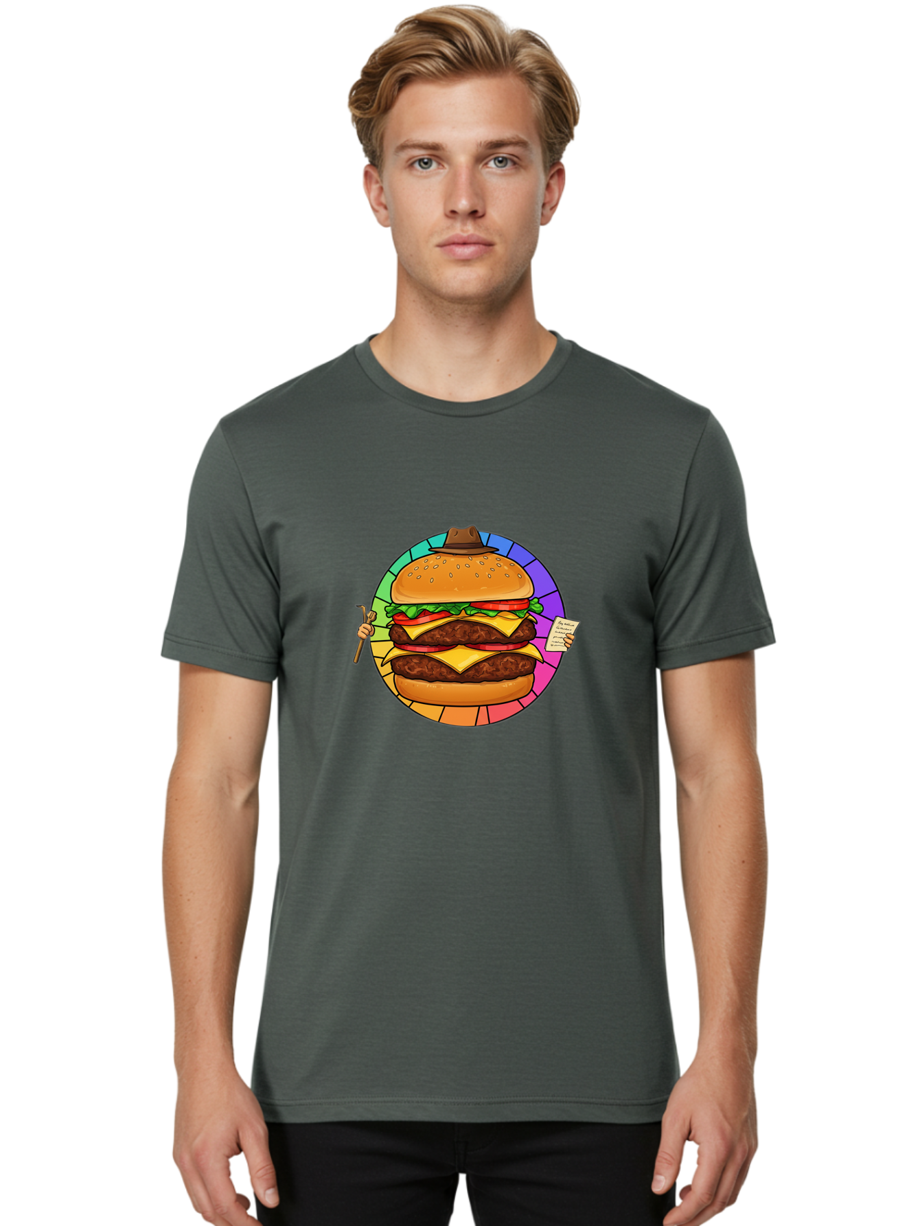 Cheeseburger-With-Cowboy-Hat Men'S Graphic Tee, 100% Cotton, Comfortable Casual Summer Wear, Machine Washable, Vintage Camera, Old Camera, Antique Camera, Black Camera, Classic Photography, Photography Equipment, Nostalgic Device, Film Camera, Bam008